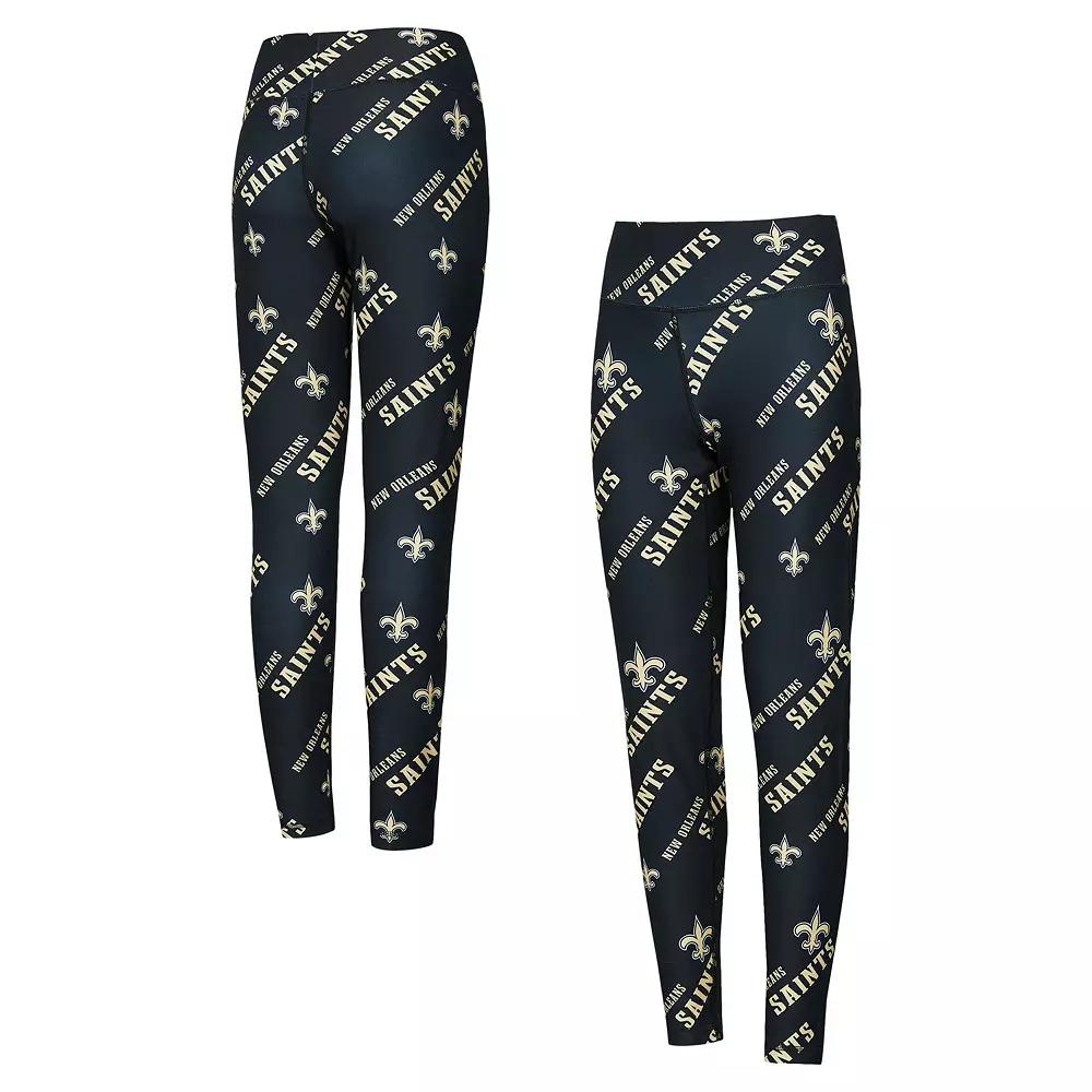 Women's Concepts Sport Black New Orleans Saints Breakthrough Allover Print Knit Leggings,  Product Image