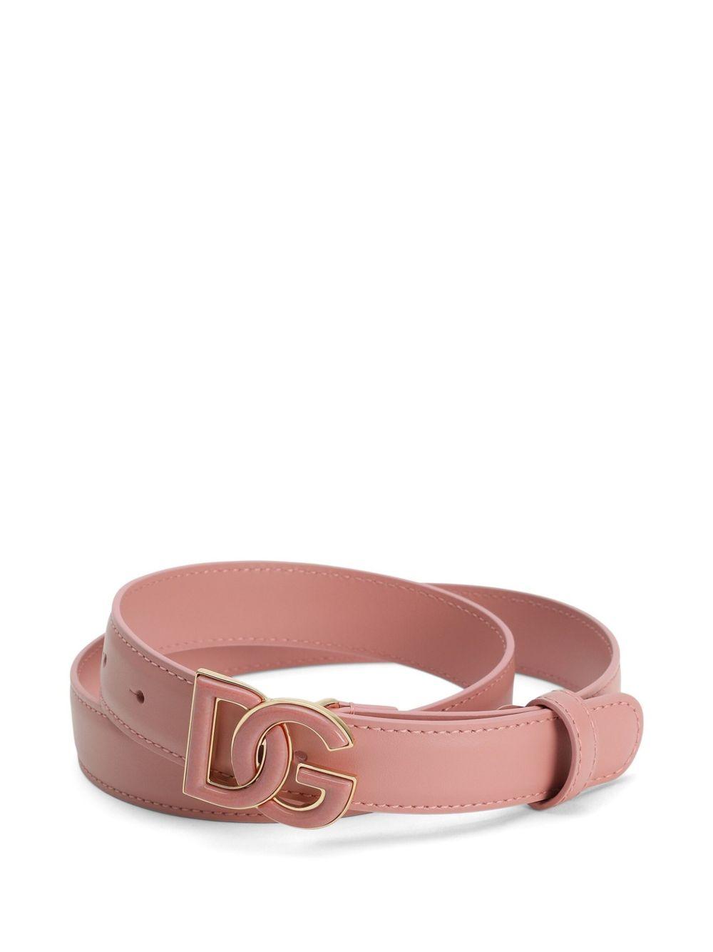 DOLCE & GABBANA Logo-plaque Belt In Rosa Product Image