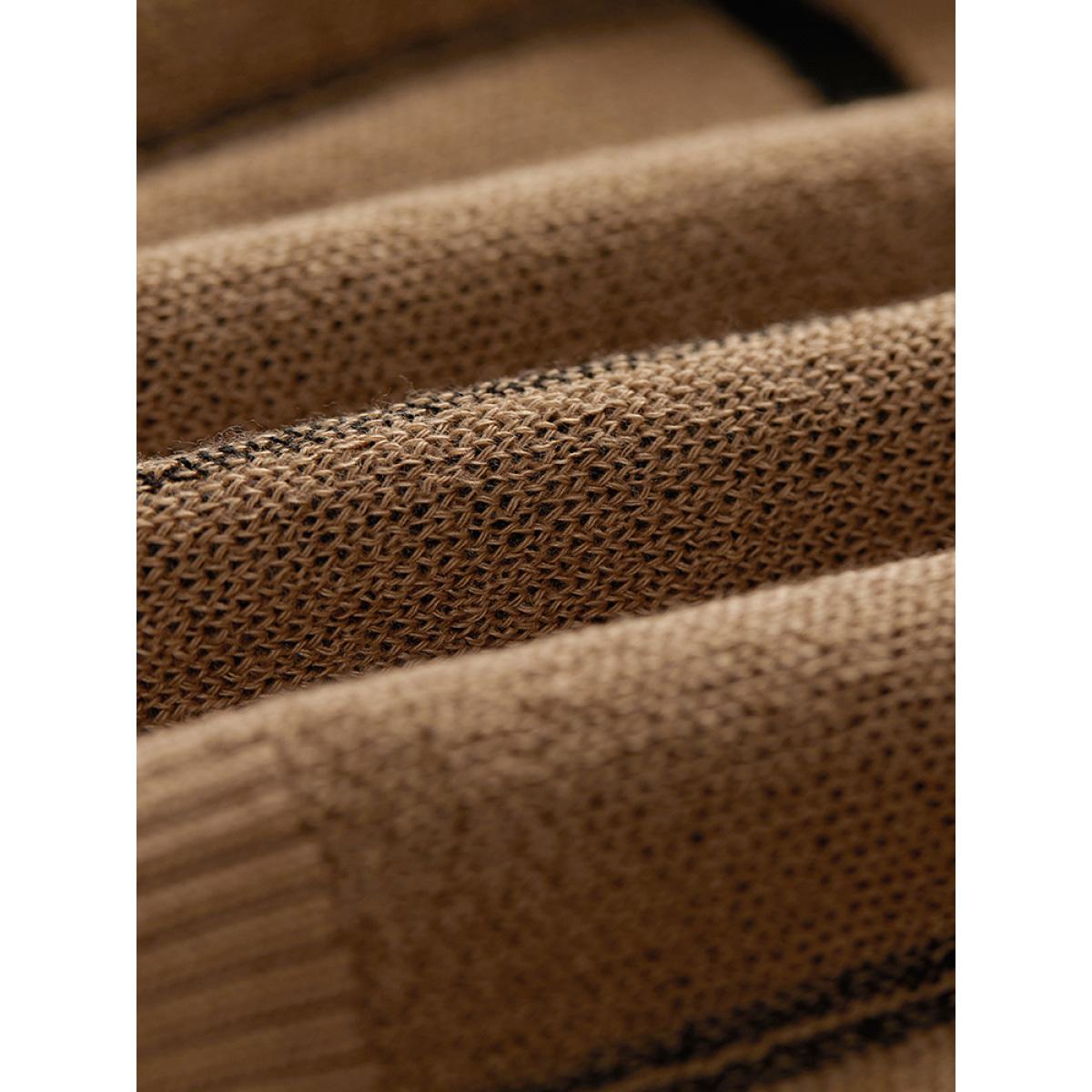 Plus Size Plaid Striped Button Through Cardigan Tan Women Casual Loose Long Sleeve Everyday Cardigans BloomChic 22-24/3X Product Image