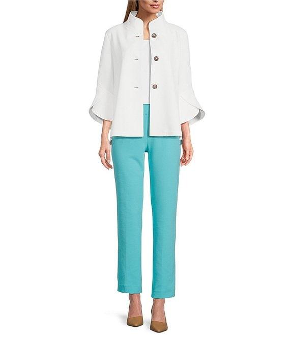 Ming Wang Deco Stretch Crepe Back Slit Hem Pull-On Pants Product Image