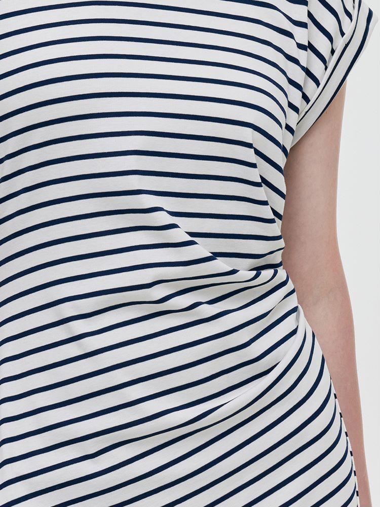 Striped Slit Ruched Women Midi Dress Product Image