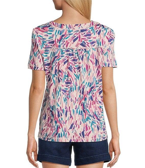 Westbound Dancing Daubs Print Short Sleeve V-Neck Top Product Image