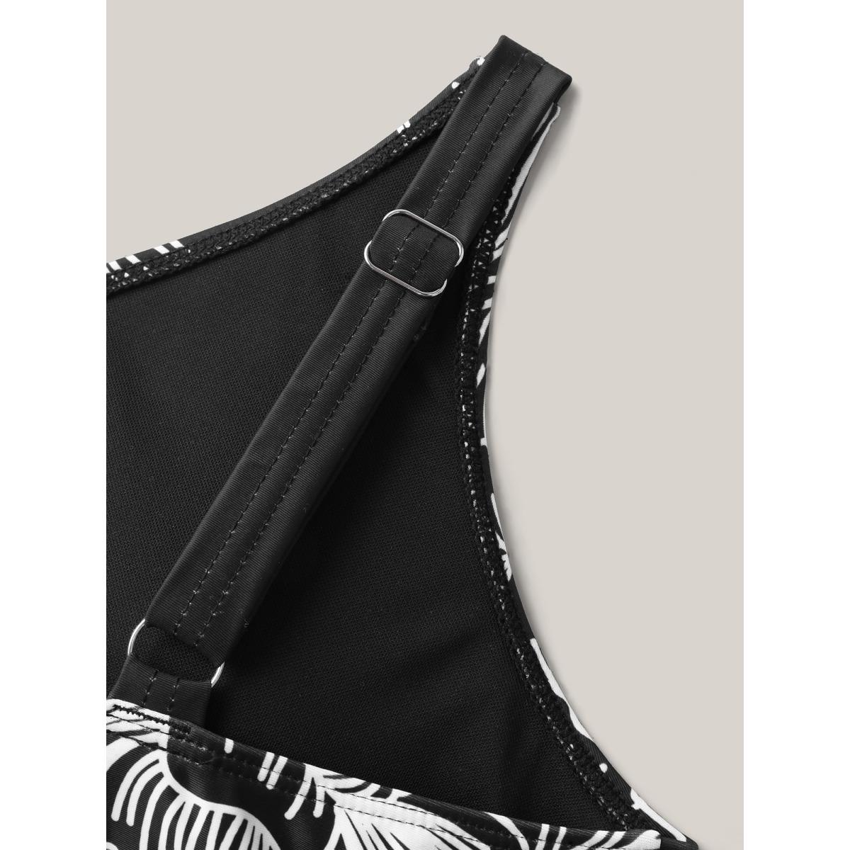 Plus Size Floral Pattern Ruched One-Piece Swimsuit Women's Swimwear Black Beach Gathered Curve Bathing Suits High stretch One Pieces BloomChic 12/L Product Image