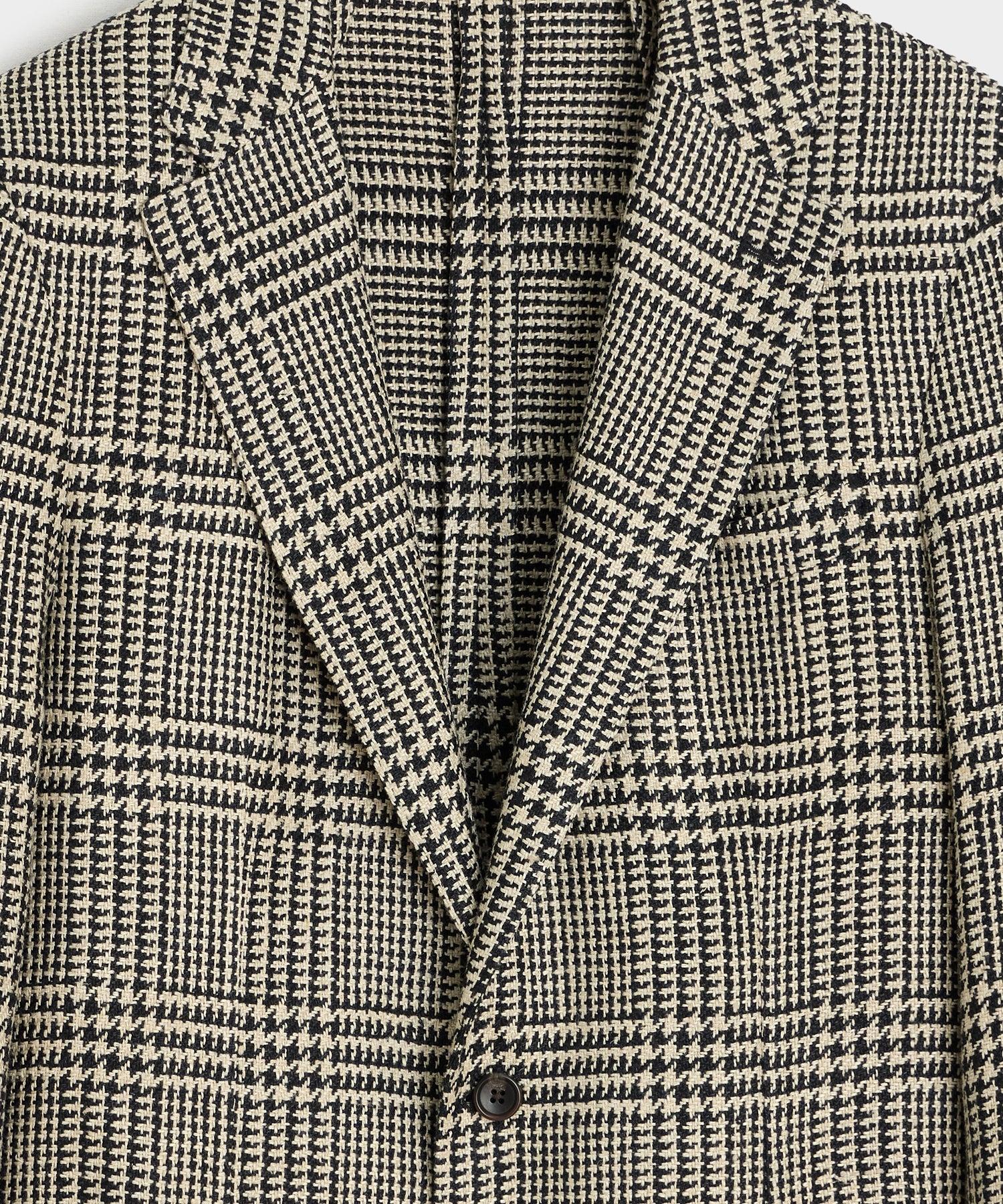 Italian Linen-Silk Sport Coat in Cream Glen Plaid Product Image
