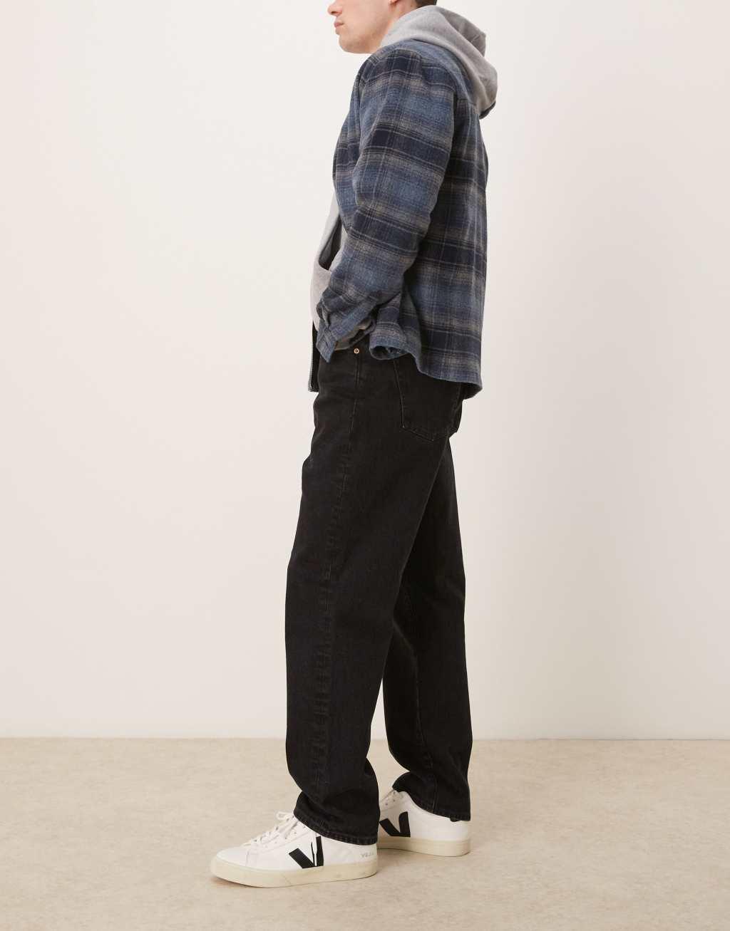 Abercrombie & Fitch Athletic loose jeans in black Product Image