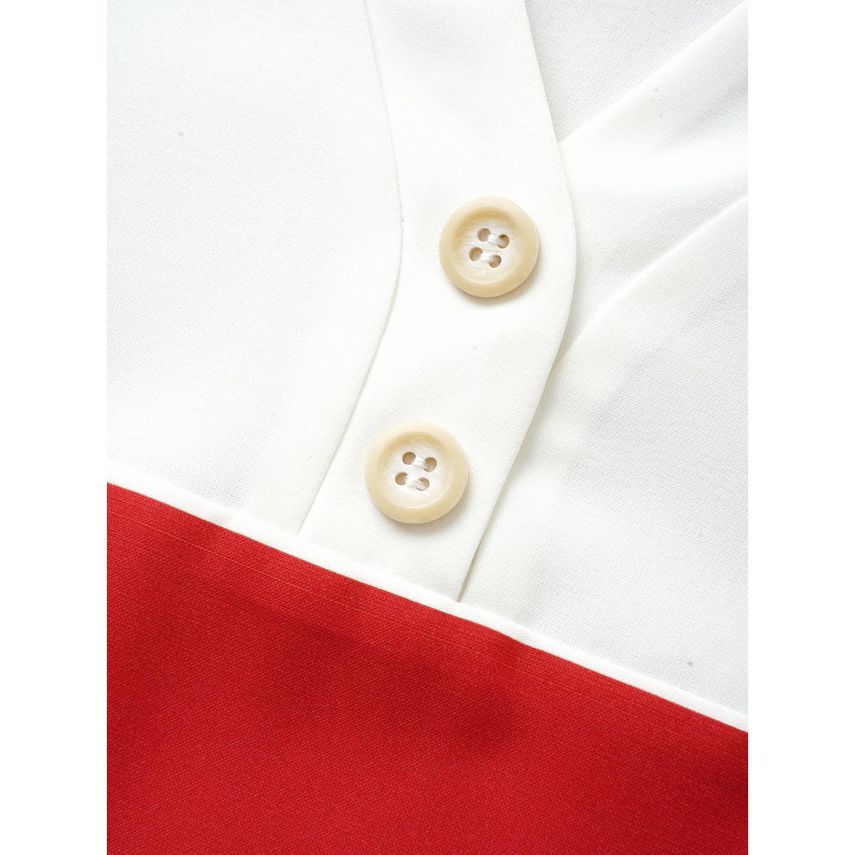 Plus Size Multicolor Striped Contrast Shirt Collar Batwing Sleeve Blouse Women Casual Short sleeve Shirt collar Everyday Blouses BloomChic 12/L Product Image