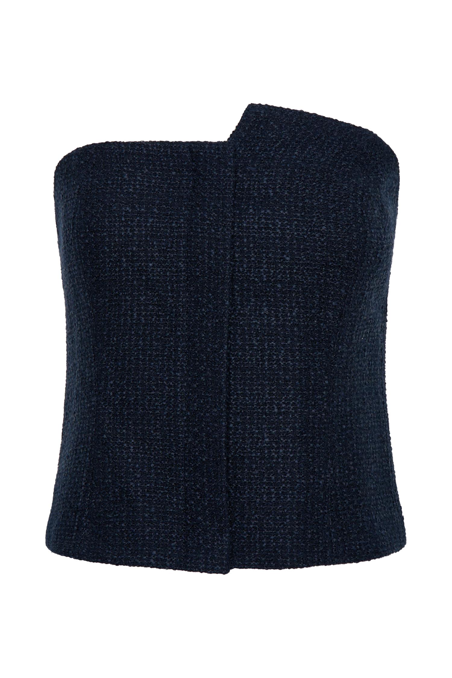 Parker Boucle Strapless Asymmetric Top - Midnight Blue Product Image