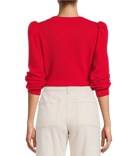 Antonio Melani Lisa Puff Sleeve Crew Neck Cashmere Sweater Product Image