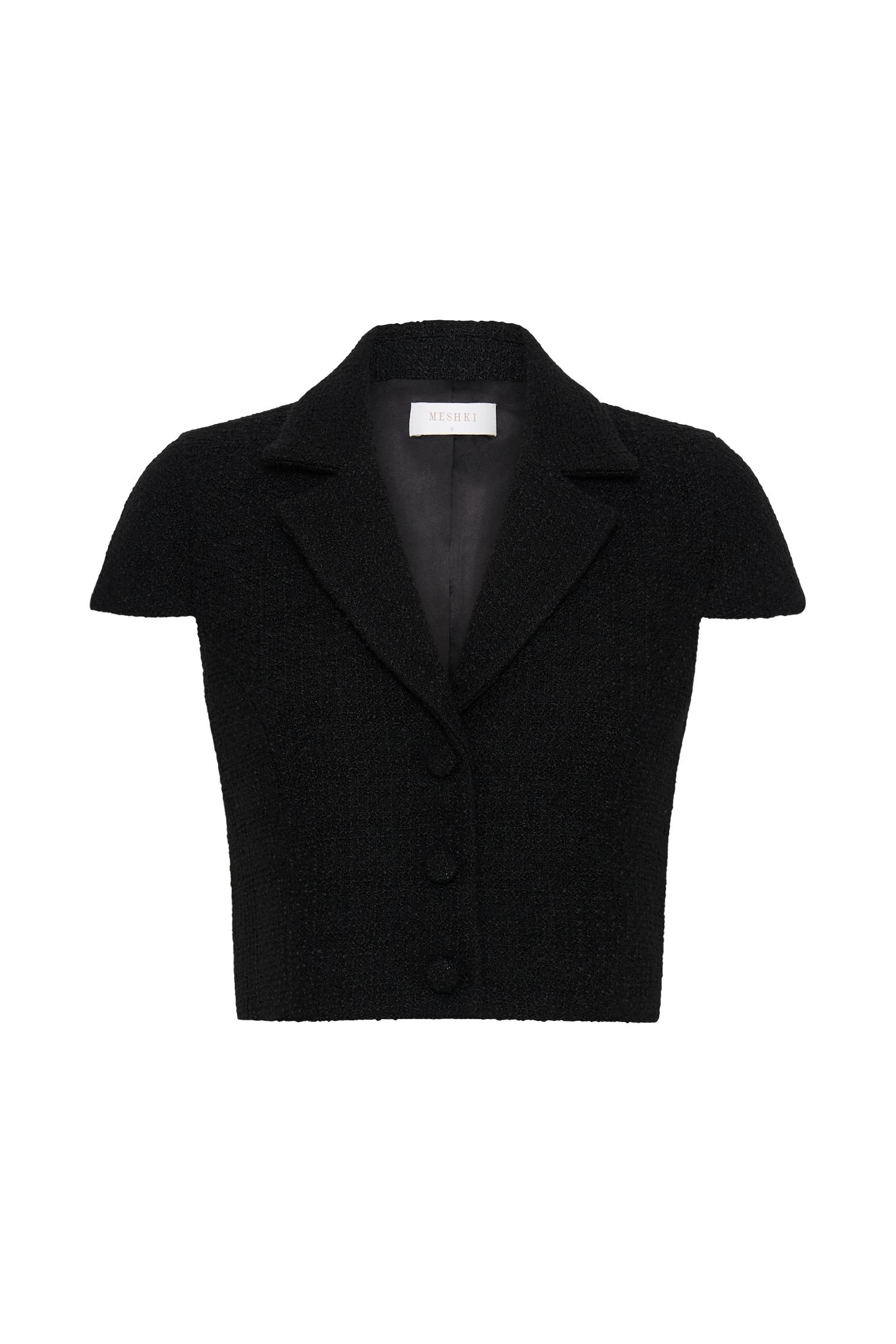 Parisa Boucle Button Up Top - Black Product Image