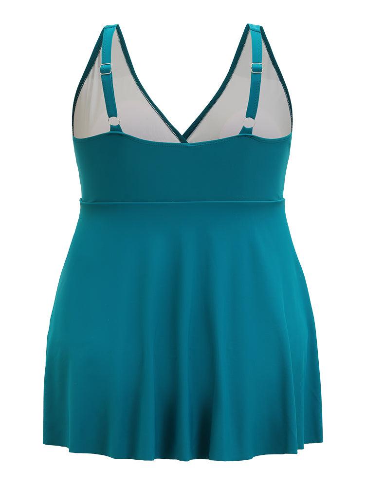 Adjustable Straps Ruffles Wrap Split Swim Dress Female Product Image