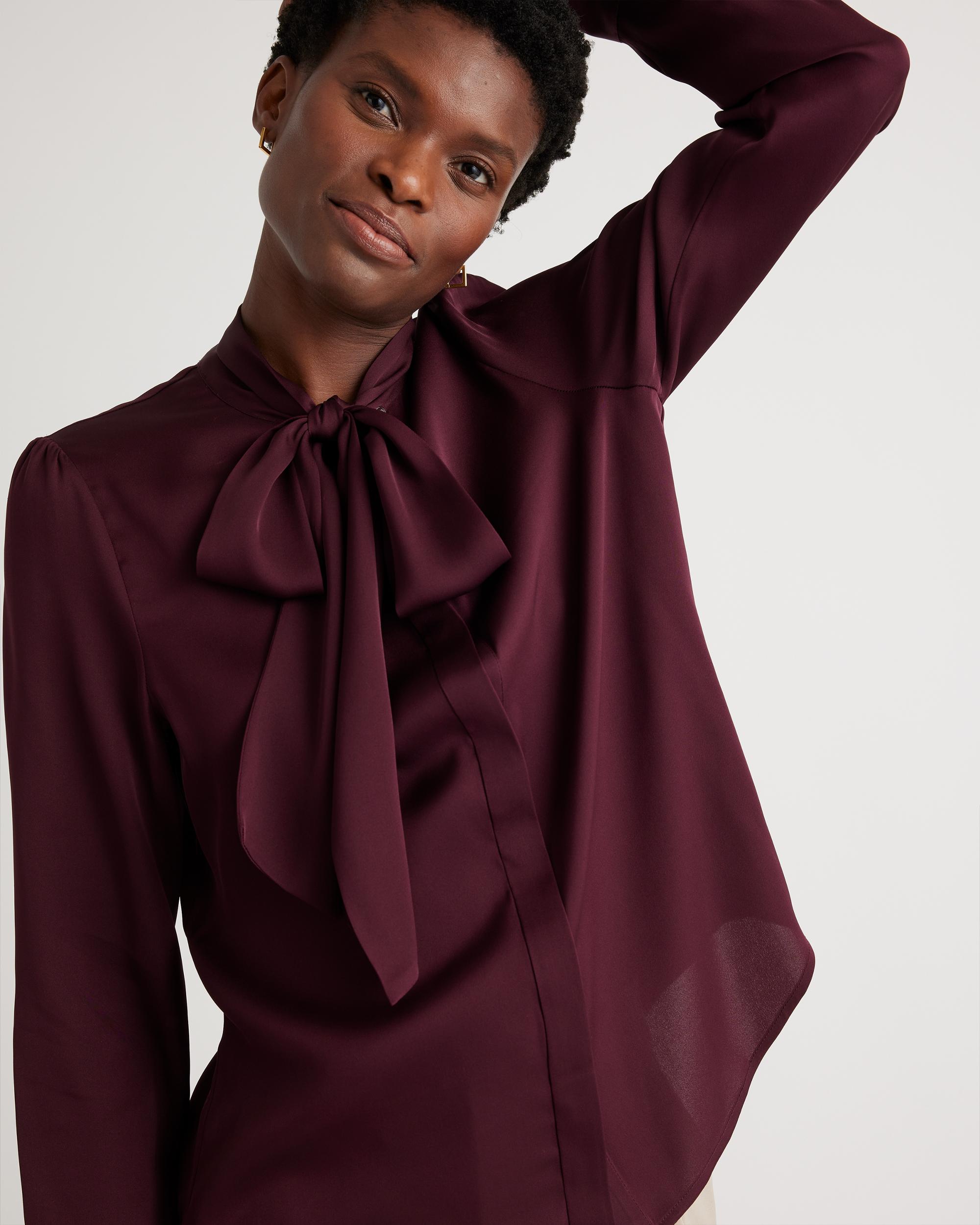 Quince | Women's Washable Stretch Silk Tie Neck Blouse Size XS Product Image