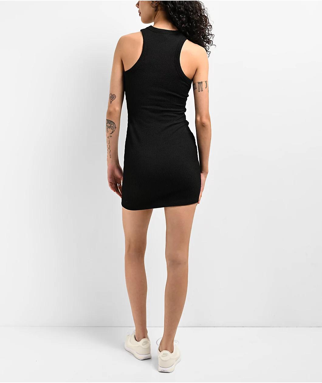 Spicychix Black Ribbed Bodycon Dress Product Image