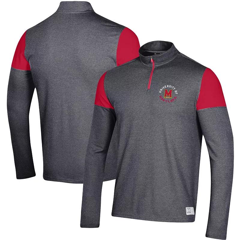 Men's Under Armour Black Maryland Terrapins Gameday Tri-Blend Quarter-Zip Jacket, Size: 2XL Product Image