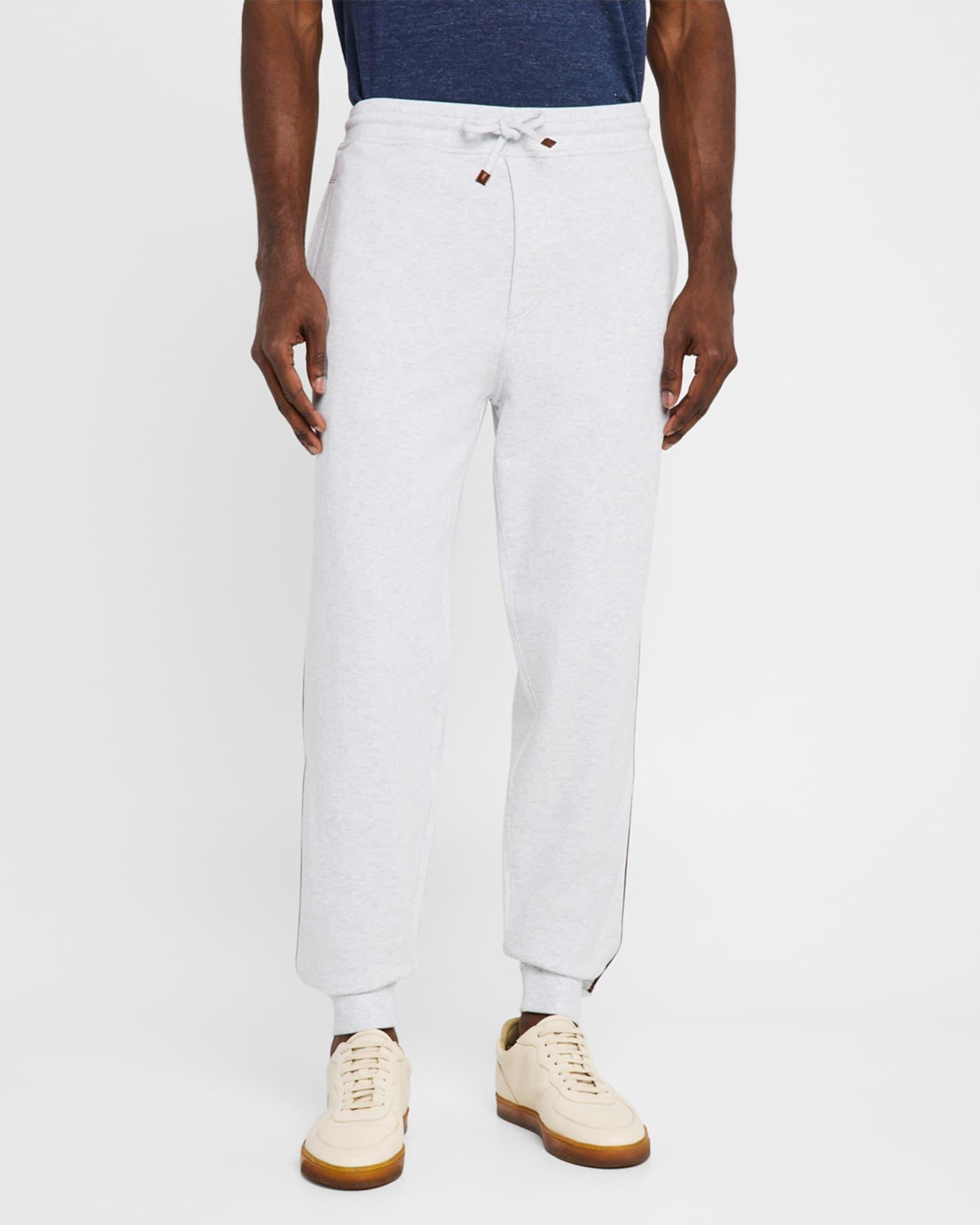 Men's Leather-Trim Drawstring Sweatpants Product Image