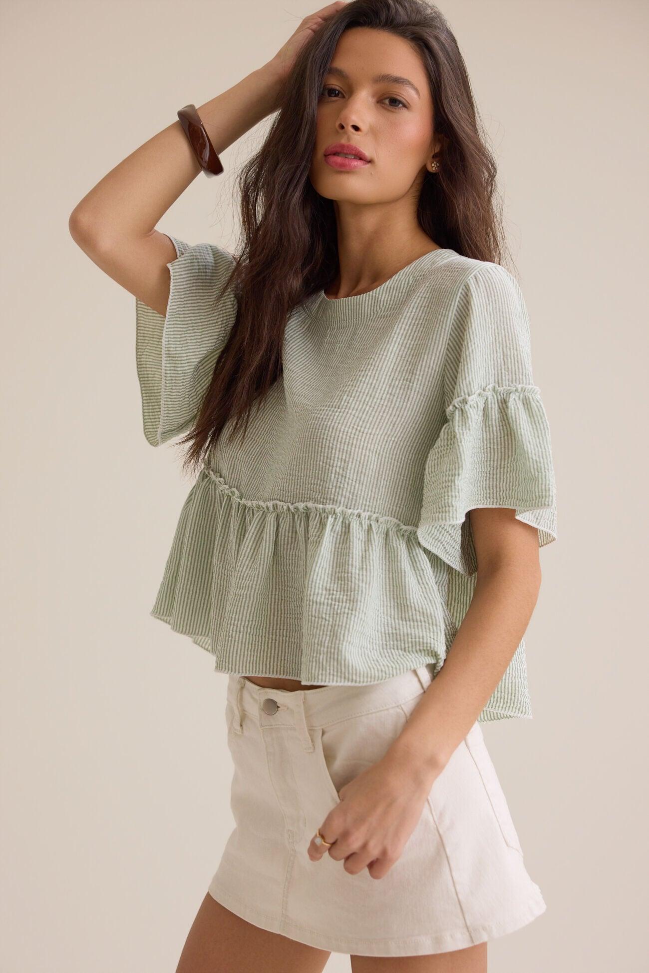 Calista Stripe Peplum Top Product Image