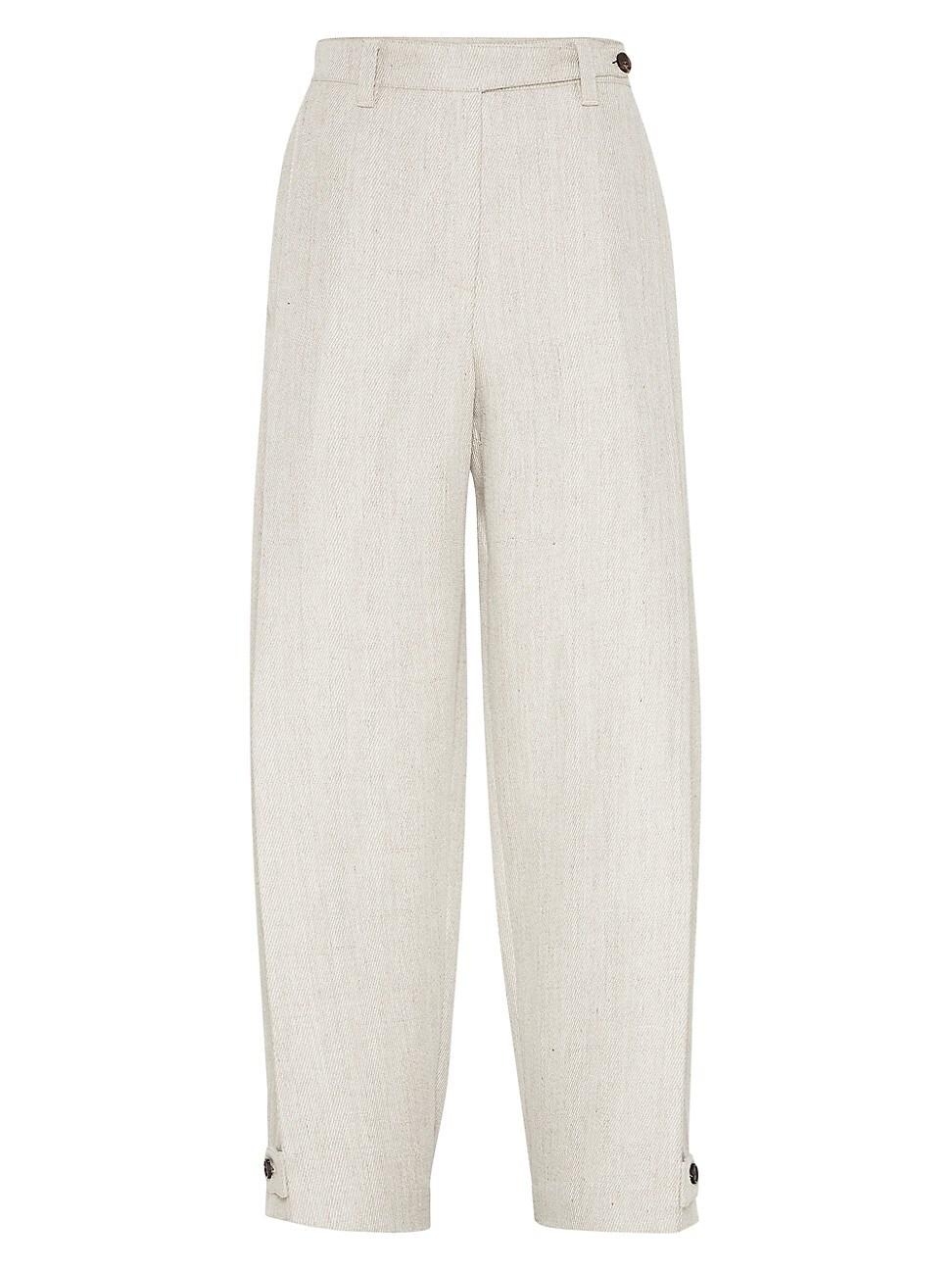 Womens Linen Cover Trousers with Adjustable Cuffs Product Image