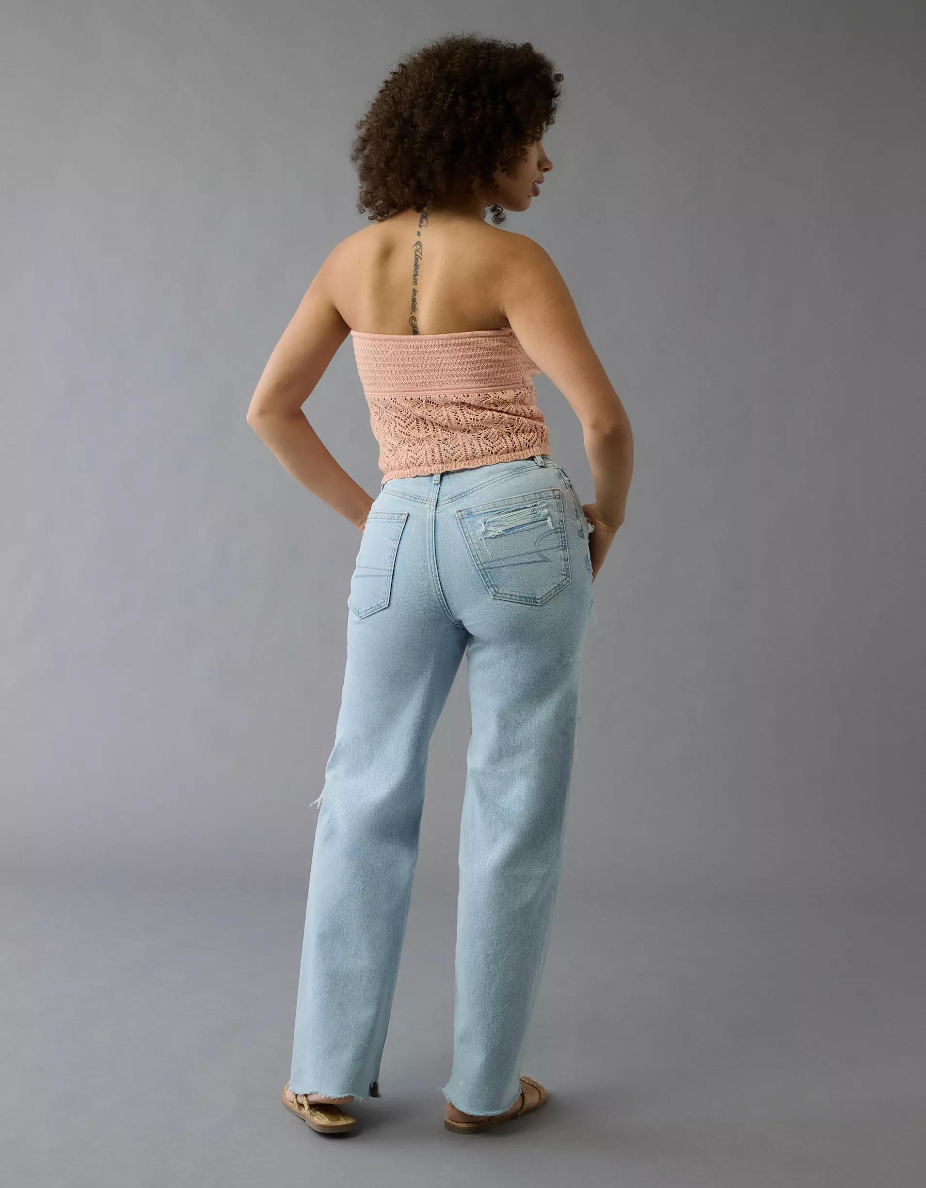 AE Strigid Curvy Ripped Super High-Waisted Baggy Straight Jean Product Image