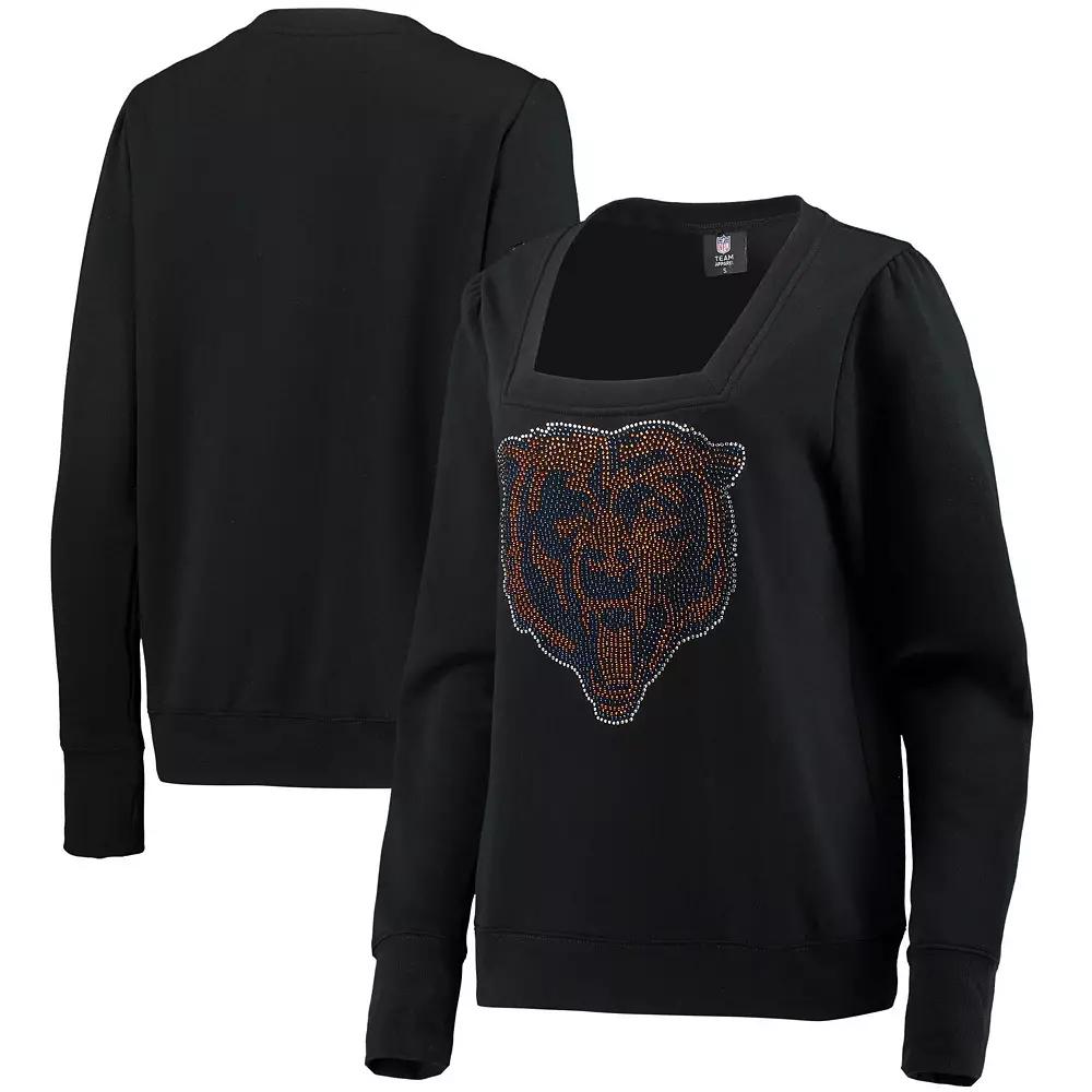 Women's Cuce Black Chicago Bears Winners Square Neck Pullover Sweatshirt, Size: Medium Product Image