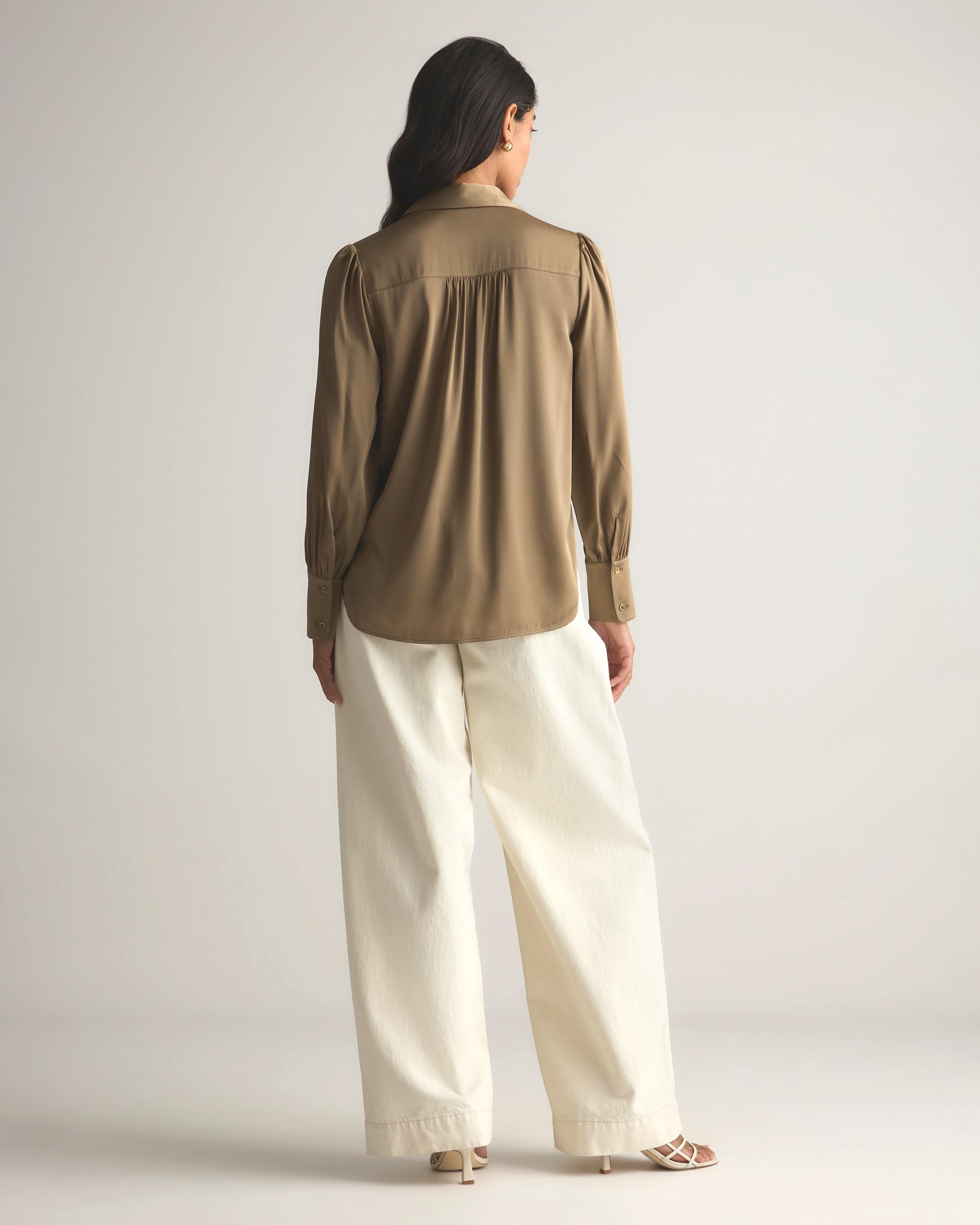 Quince | Women's Washable Stretch Silk Split Neck Blouse Mulberry Silk Product Image