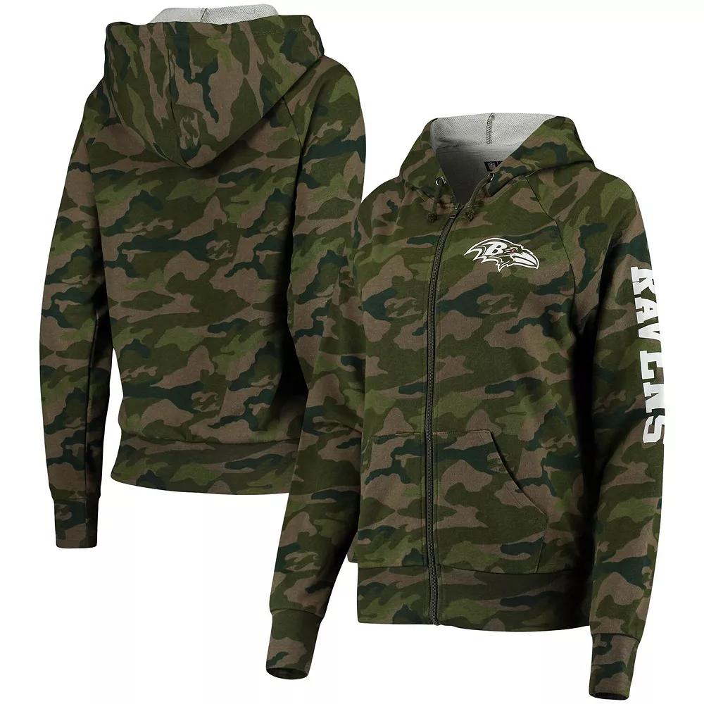 Women's New Era Camo Baltimore Ravens Raglan Full-Zip Hoodie,  Product Image