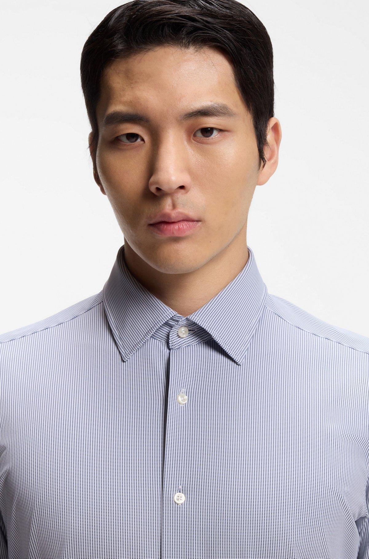 Regular-fit shirt in structured performance-stretch fabric Product Image