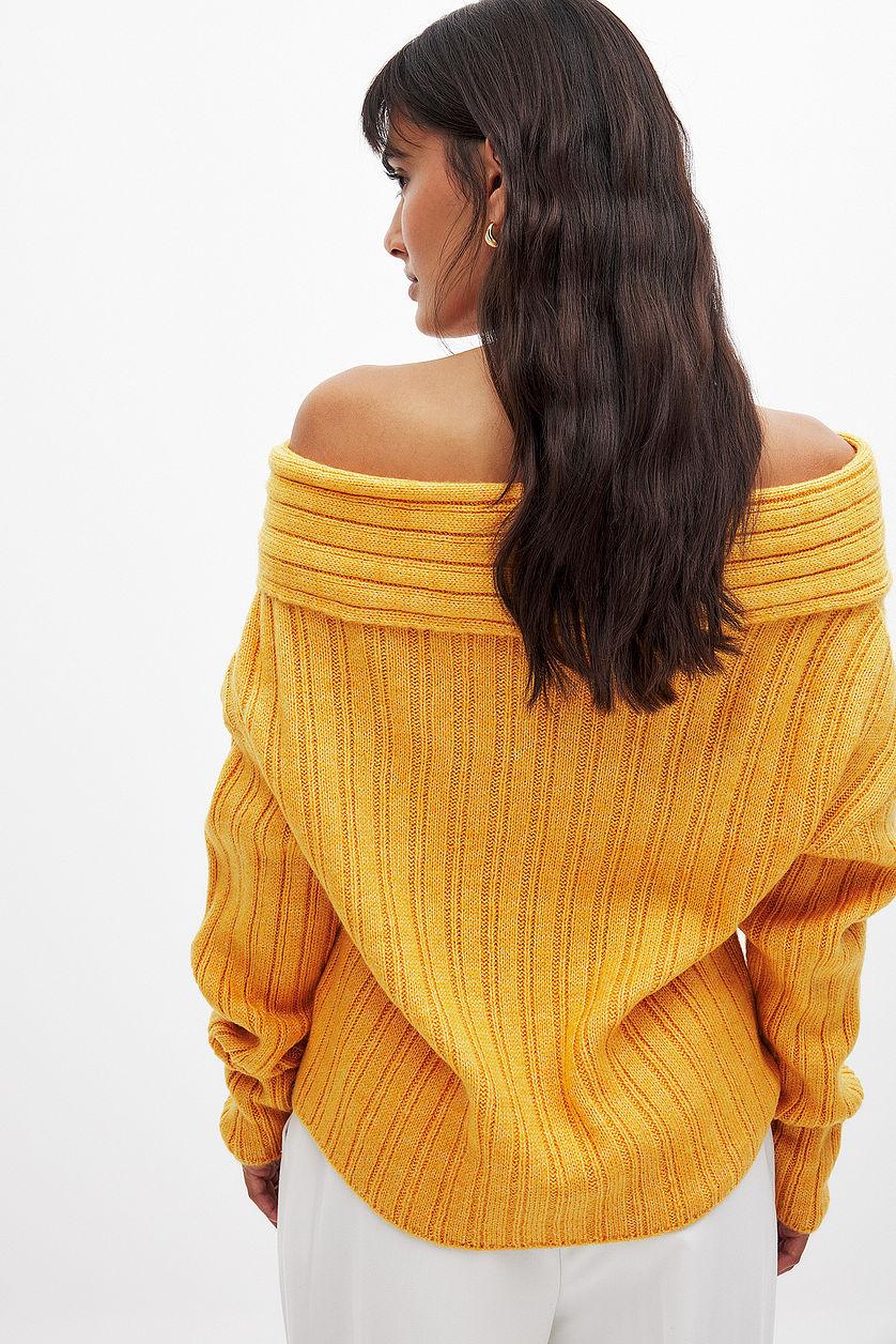 Knitted Off Shoulder Sweater Product Image