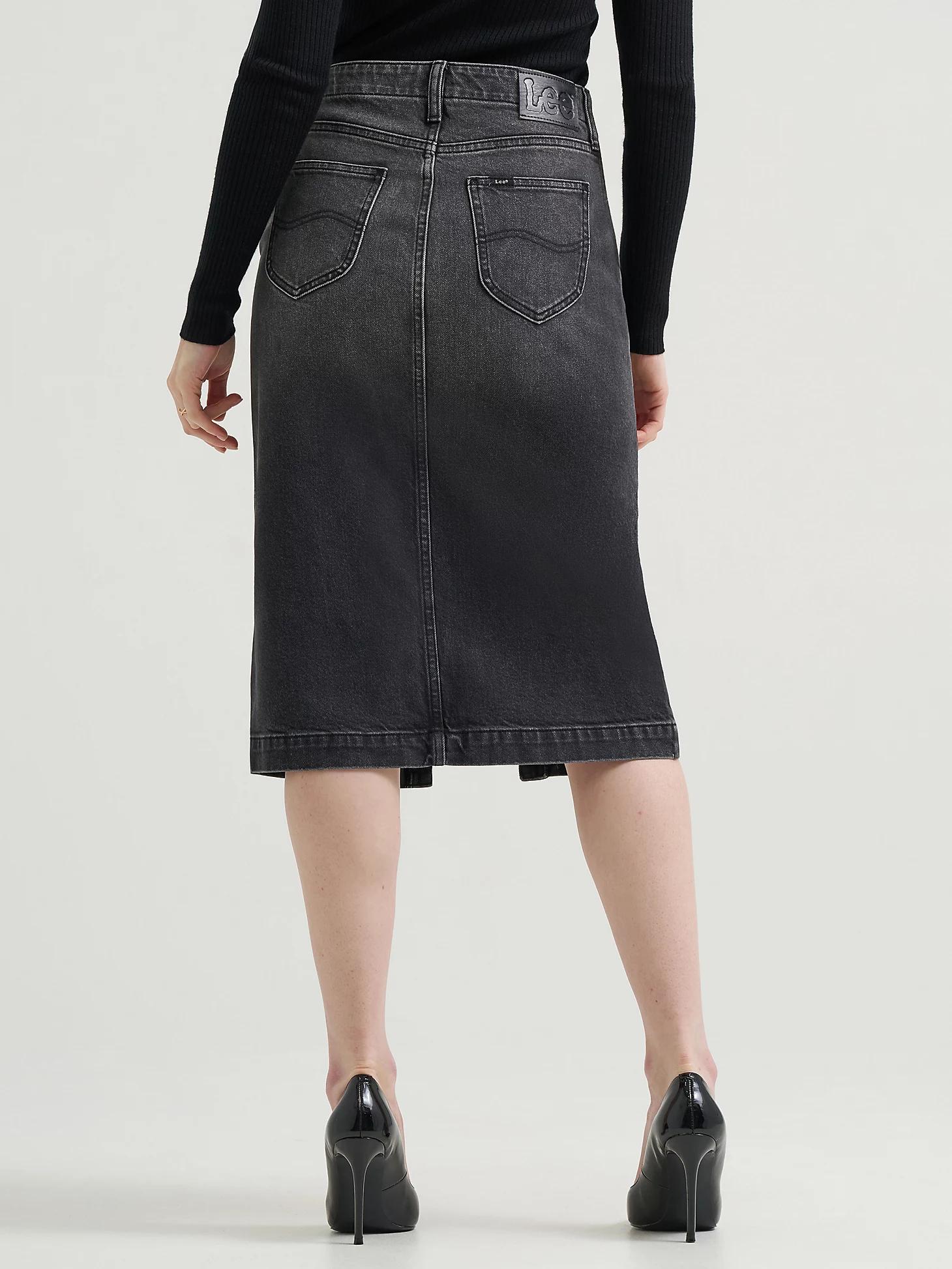Women's High Rise Zip Front Denim Midi Skirt | Women's Skirts & Dresses | Lee® Product Image