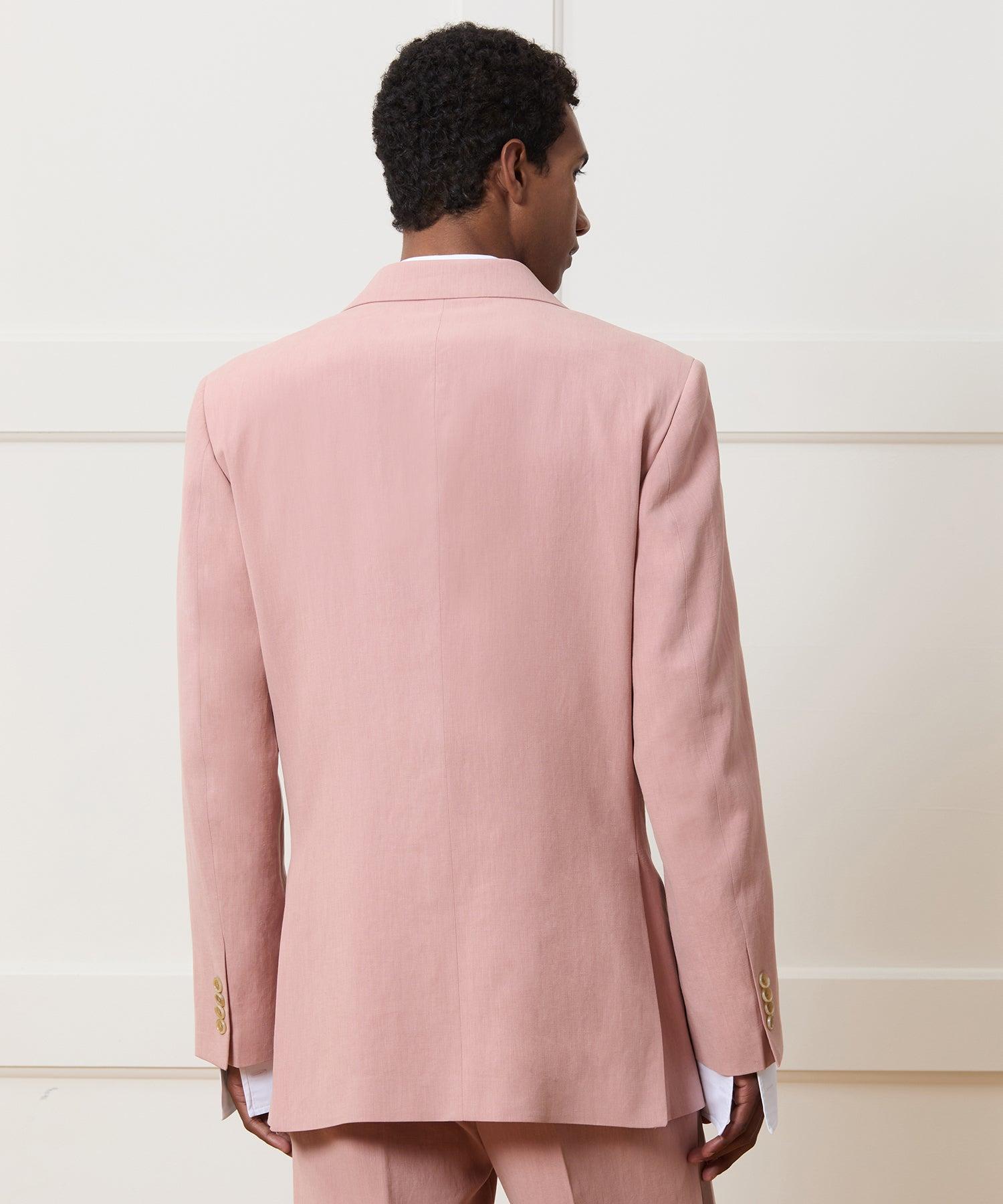 Relaxed Italian Sueded Linen Double-Breasted Tuxedo Jacket Product Image