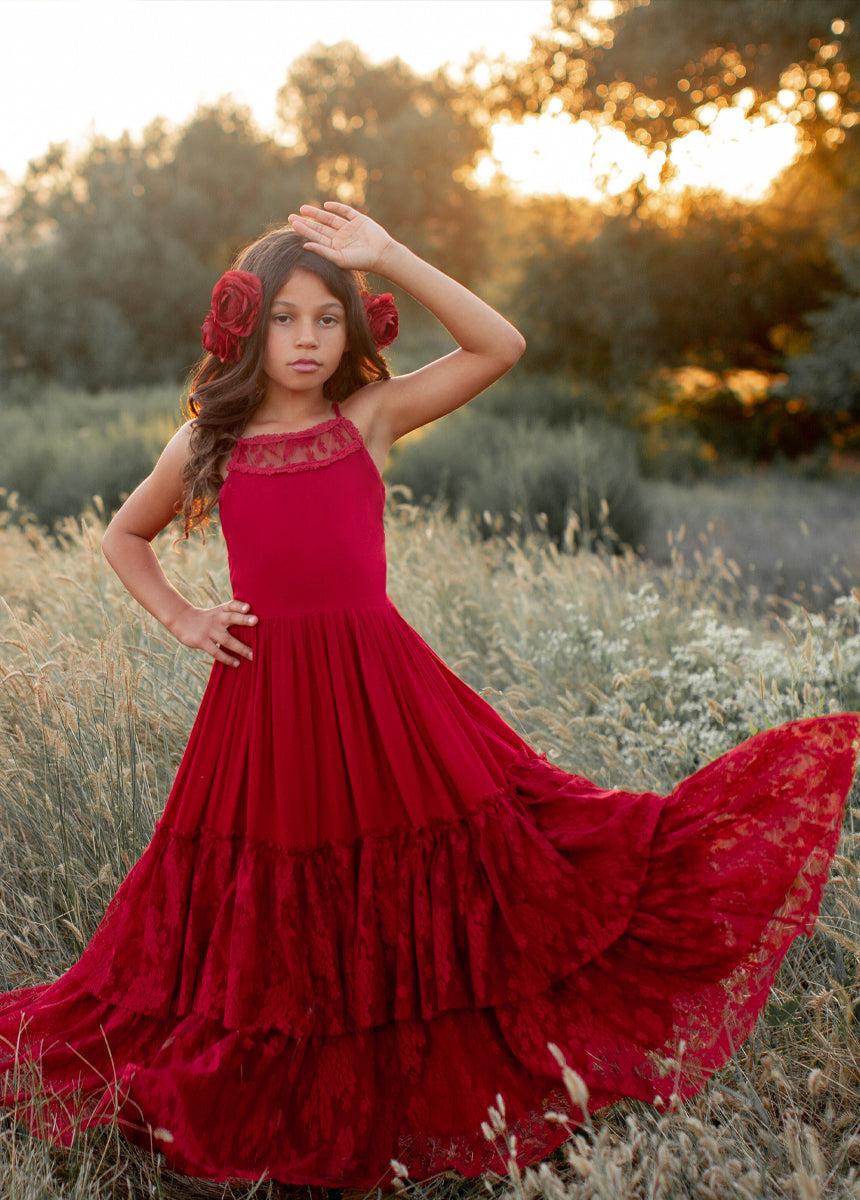 Catrin Dress in Crimson Girls Product Image