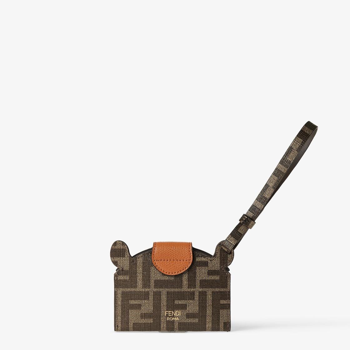 Fendi Best Friends Forever Card CaseCard holder in FF fabric and brown leather Product Image
