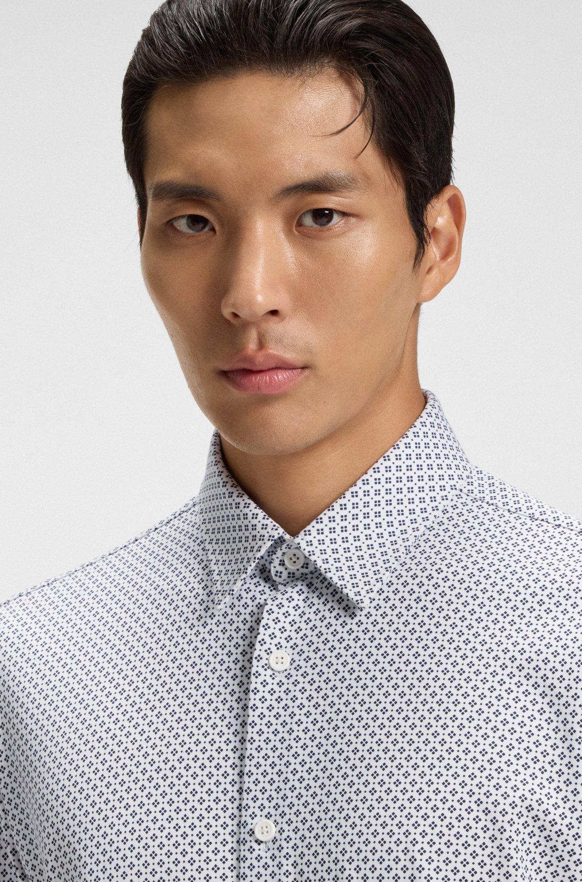 Slim-fit shirt in printed Italian cotton Product Image