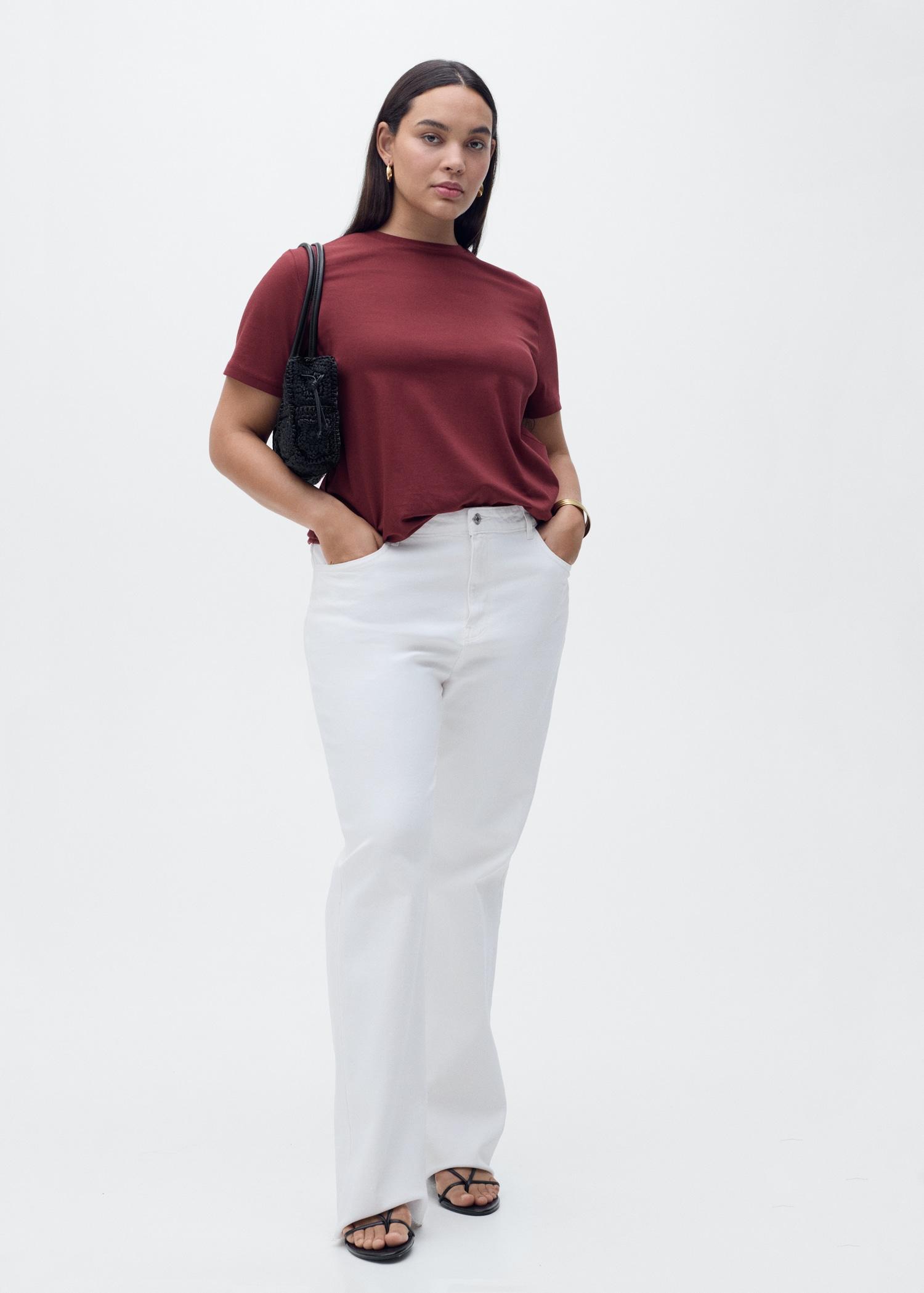 Cotton short-sleeved t-shirt - Women | MANGO USA Product Image