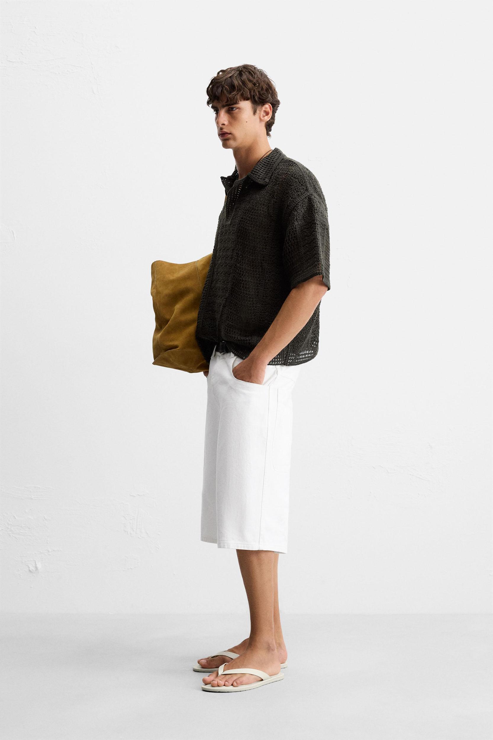 CROCHET TEXTURED POLO SHIRT Product Image