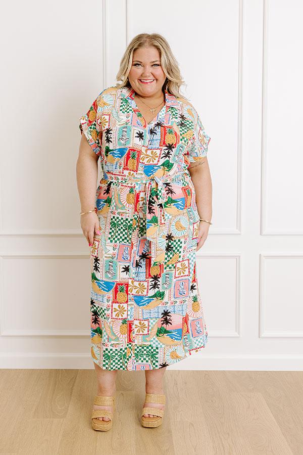 Paradise On The Mind Button Down Midi Dress Curves Product Image