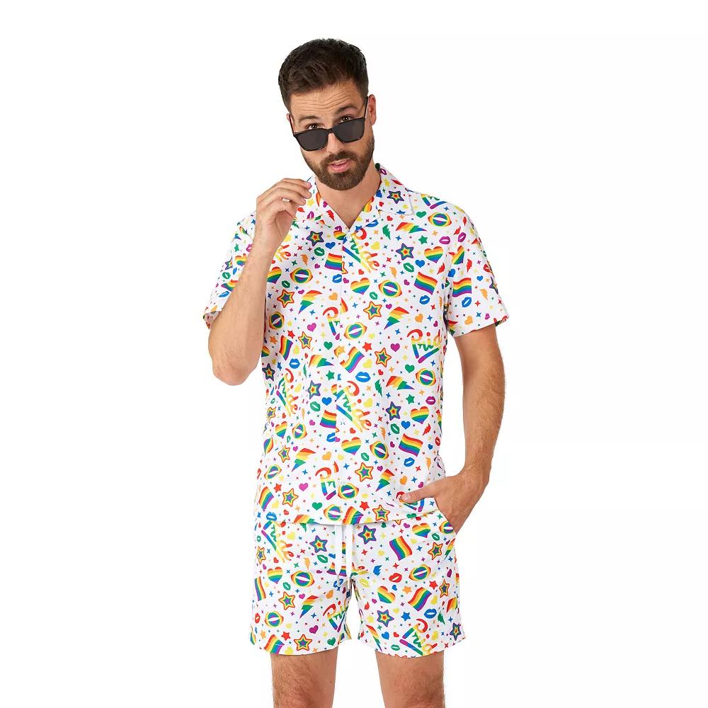 Men's Suitmeister Pride Icons Slim Fit Short Sleeve Button Down Shirt & Shorts Set, Adult Unisex,  Product Image
