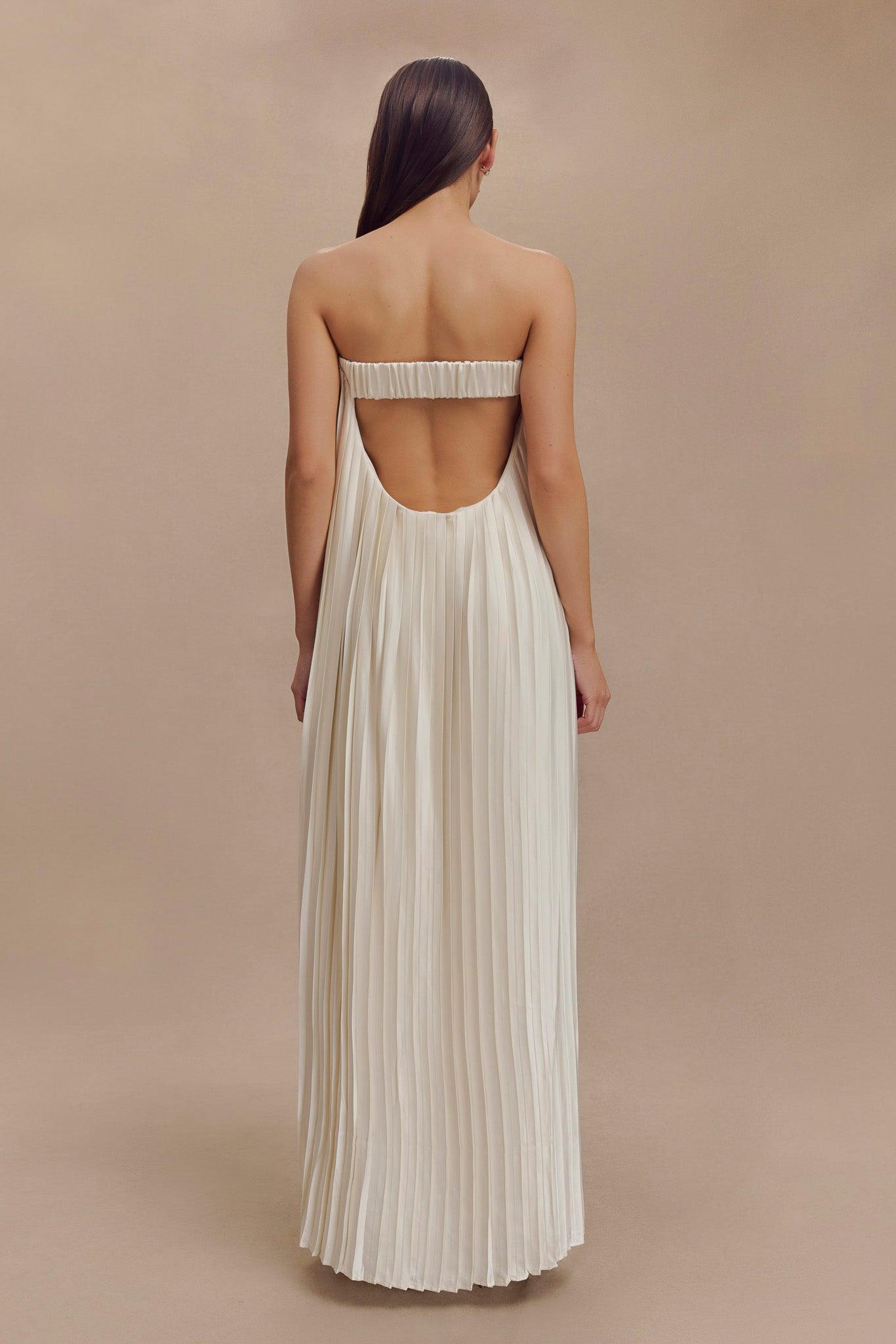 Myrah Plisse Strapless Maxi Dress - Ivory Product Image