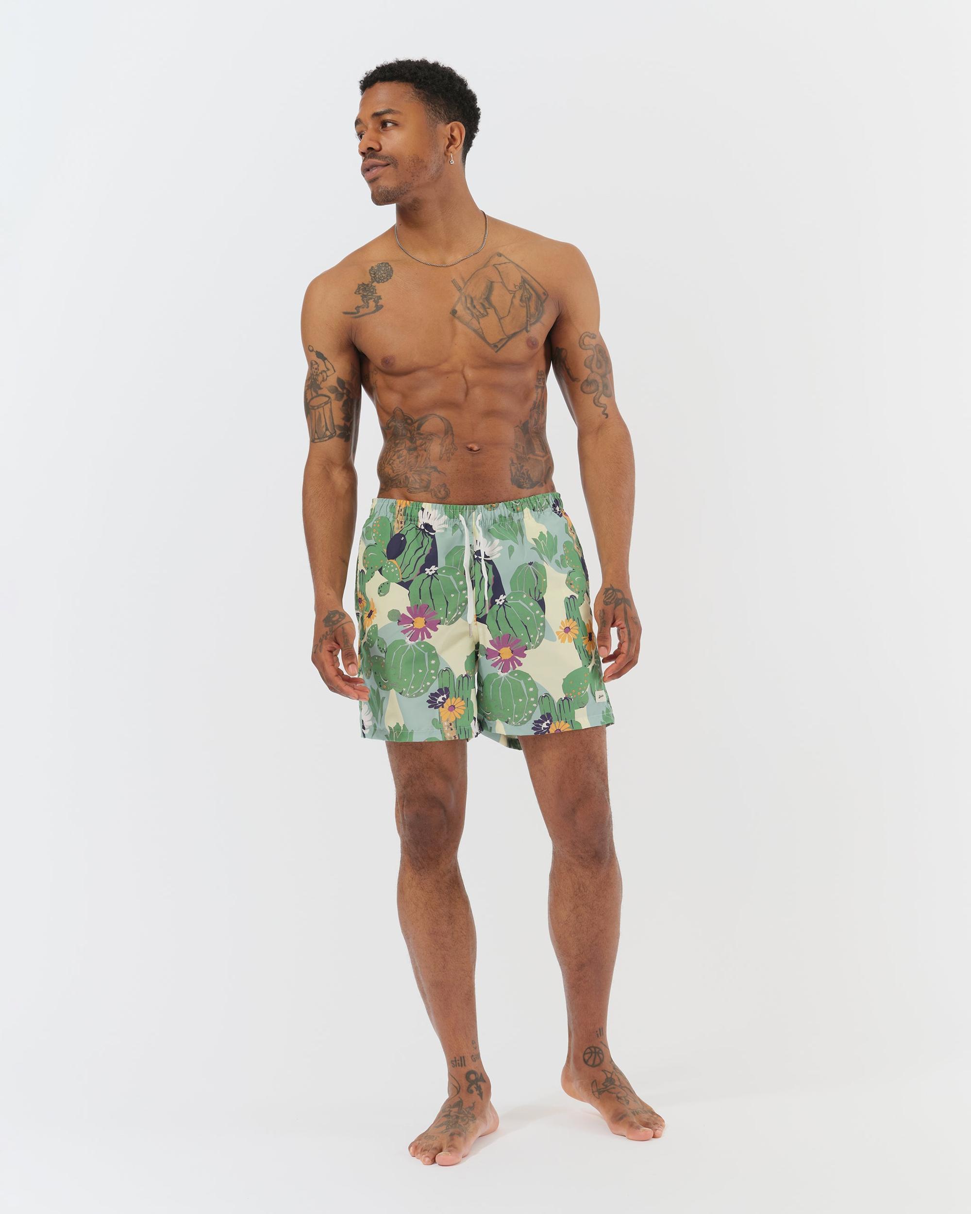 Mod Cactus Print Swim Trunk Product Image