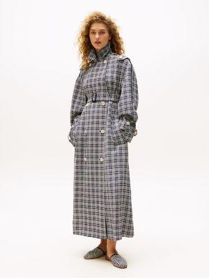 Silk-Blend Check Trench Coat Product Image