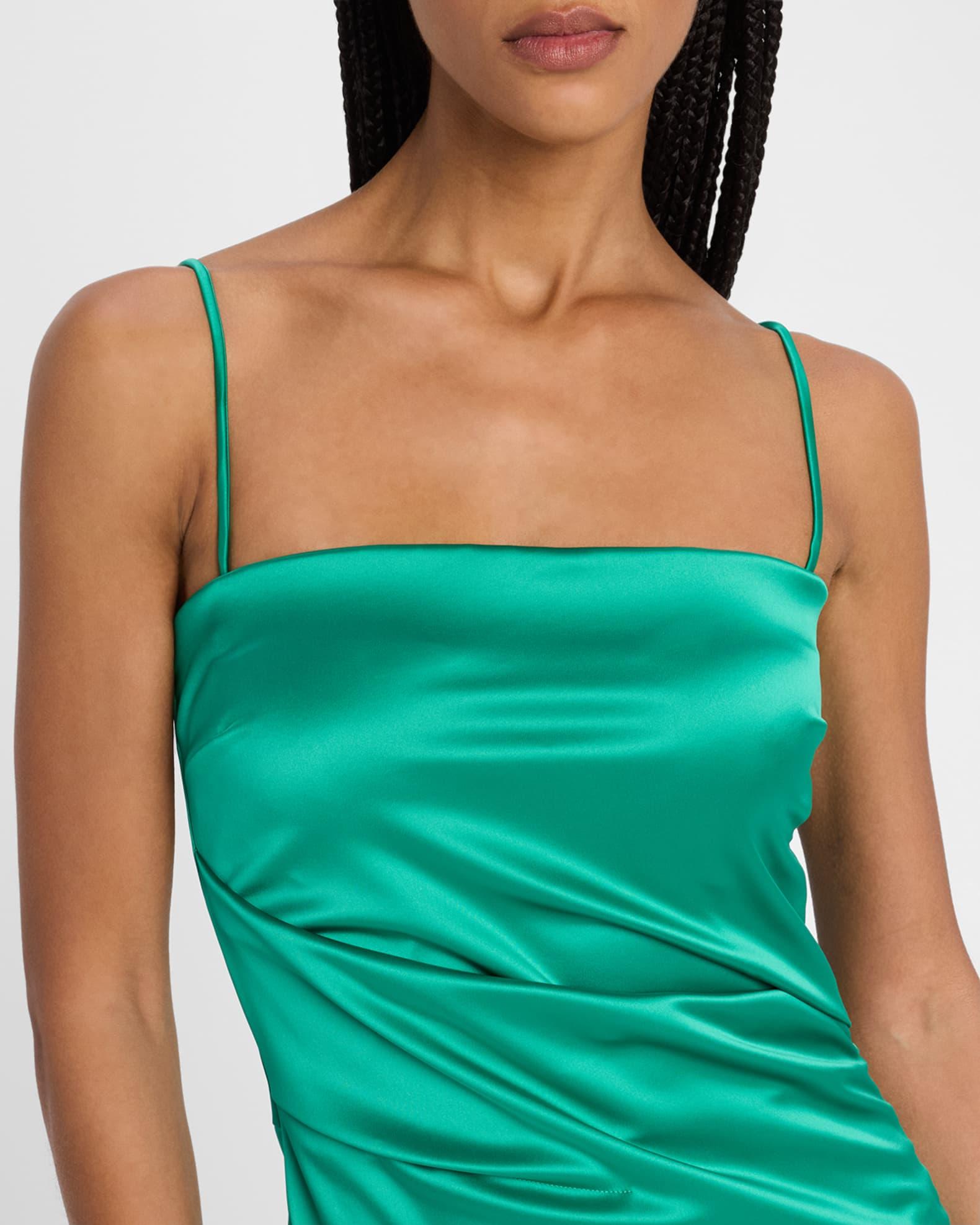 Keiky Square-Neck Draped Satin Midi Dress Product Image
