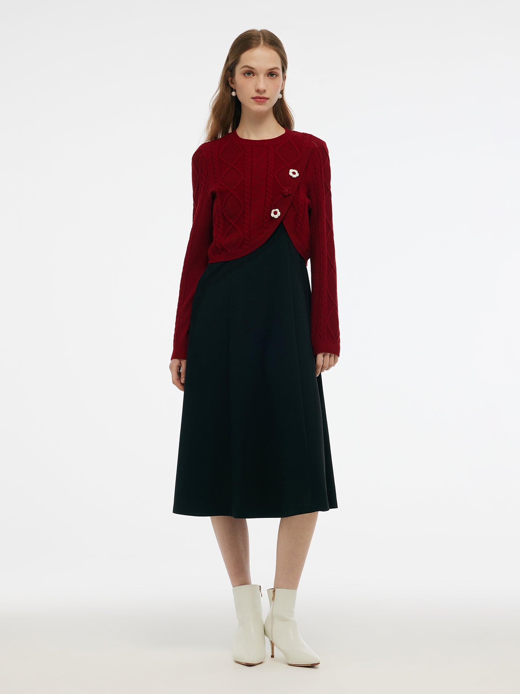 Lyocell Wool Blend Sweater And Knit Vest Dress Two-Piece Set Product Image