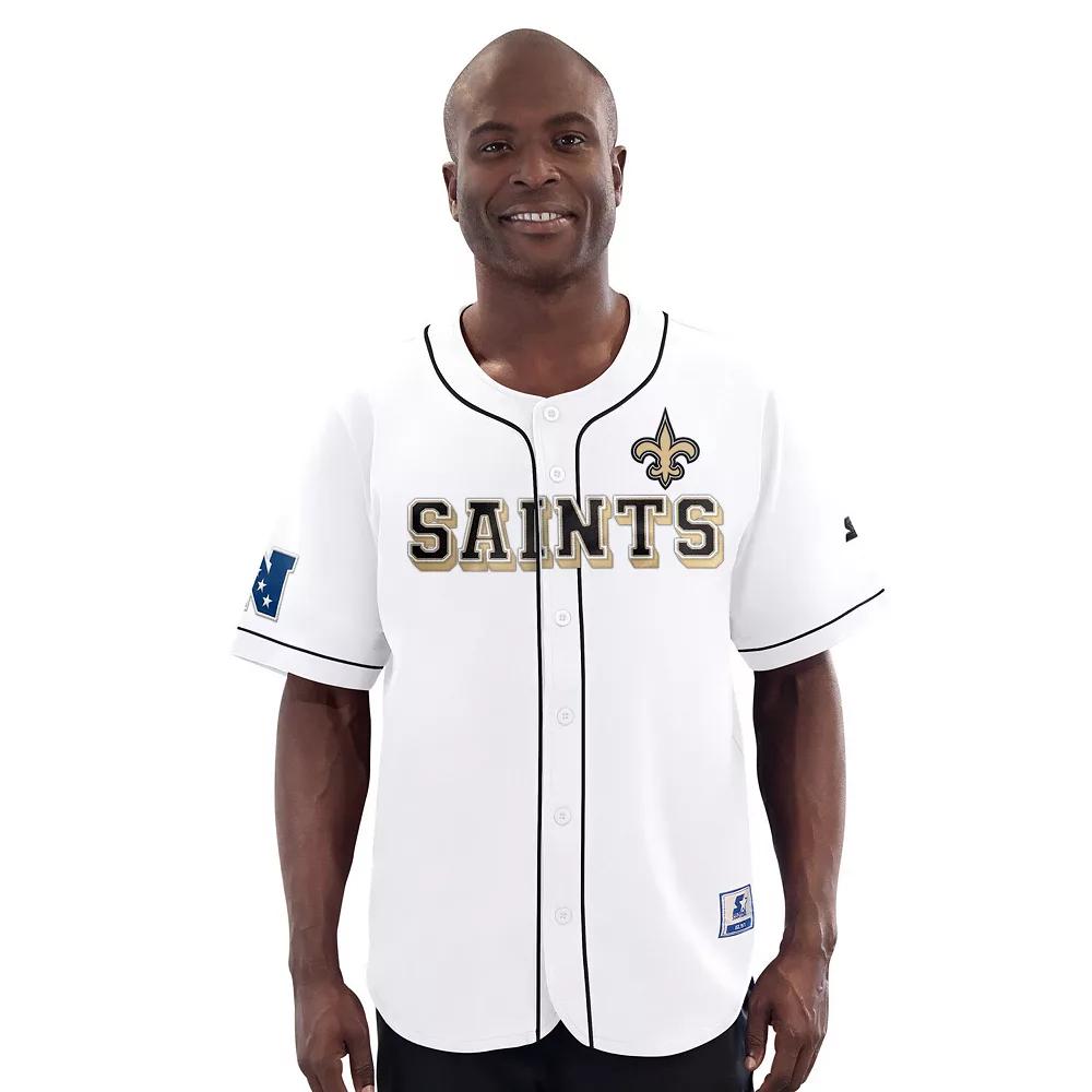 Men's Starter  White New Orleans Saints Relay Full-Button Baseball Jersey, Size: Large Product Image
