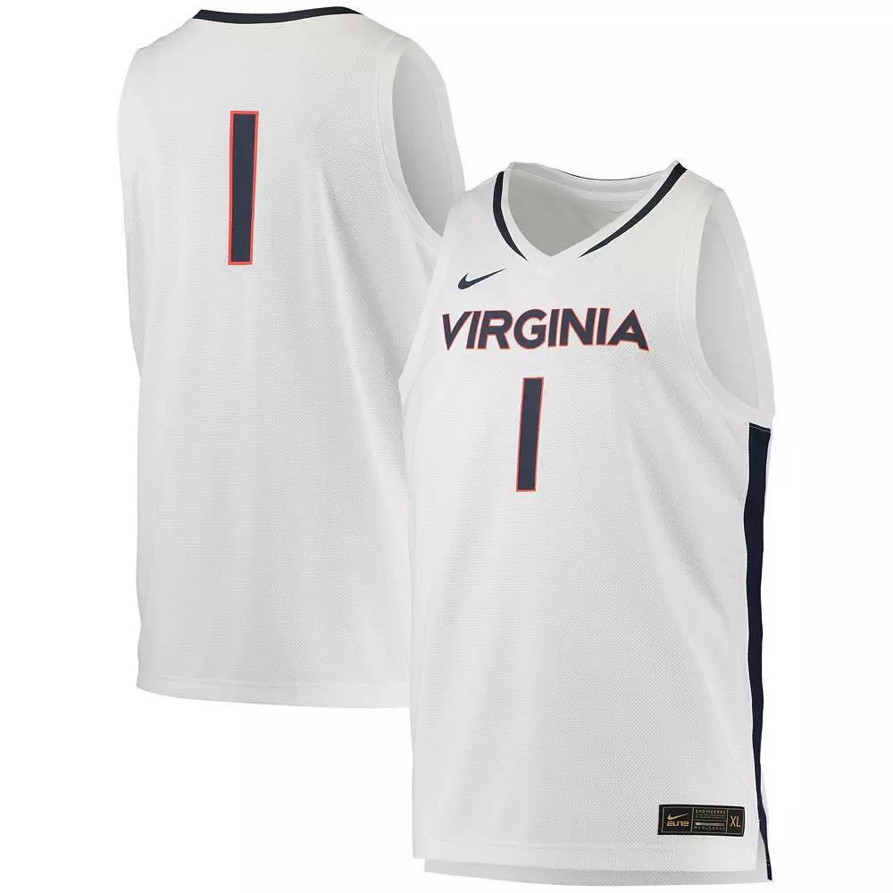 Men's Nike #1 White Virginia Cavaliers Replica Basketball Jersey,  Product Image