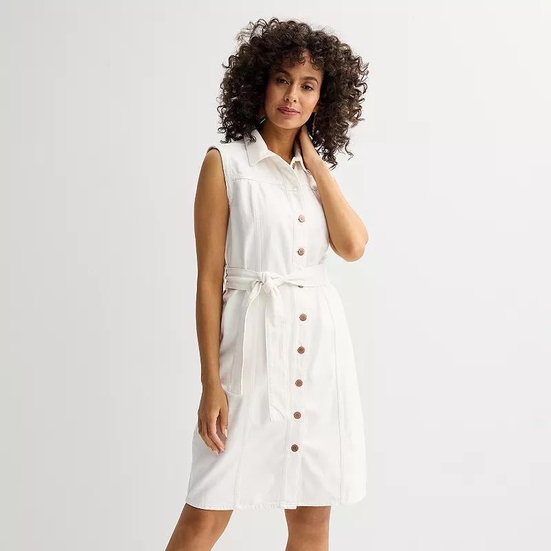 Women's Sonoma Goods For Life® Button-Front Sleeveless Denim Dress, Size: XL, Vital White Product Image