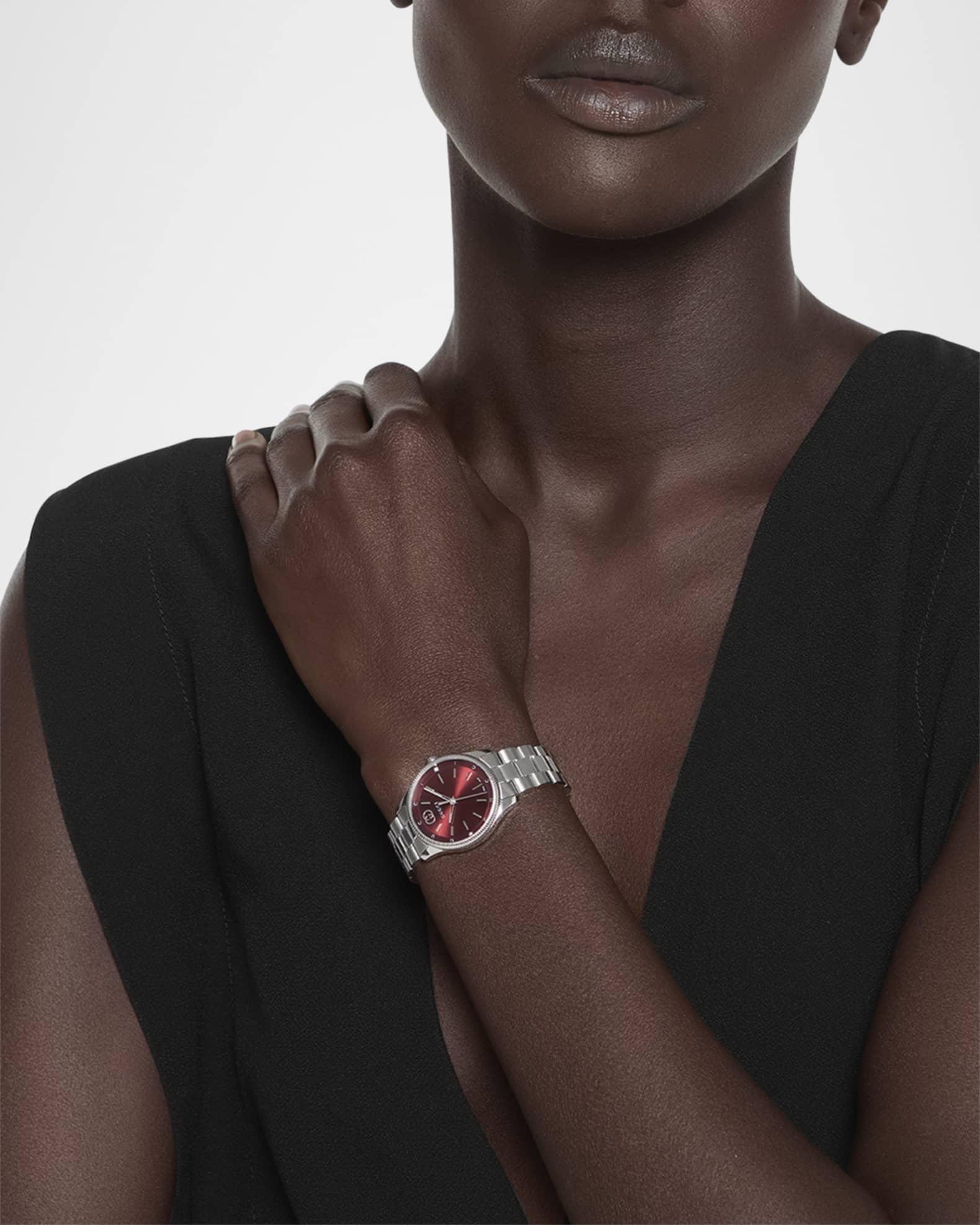 29mm G Timeless Bracelet Watch with Diamonds, Red and Steel Product Image