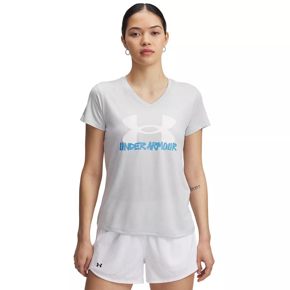 Women's Under Armour Tech™ Marker Short Sleeve Graphic Tee, Size: XXL, Ether Blue Product Image