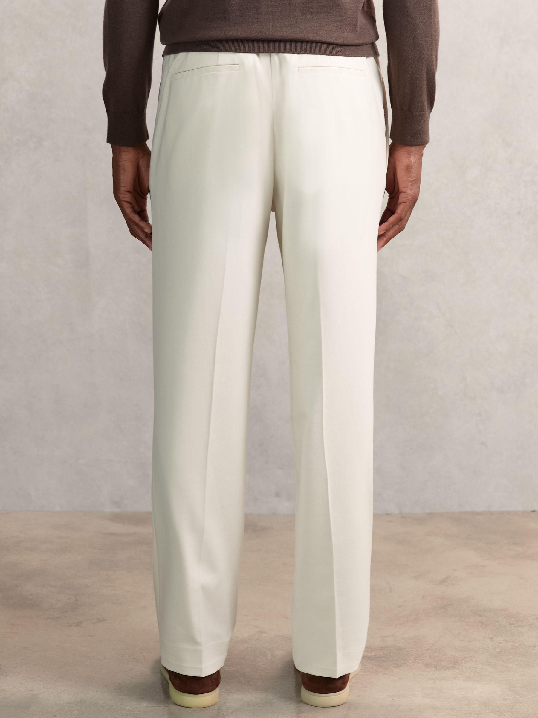 Relaxed-Fit Twill Drawstring Trousers in Ecru Product Image