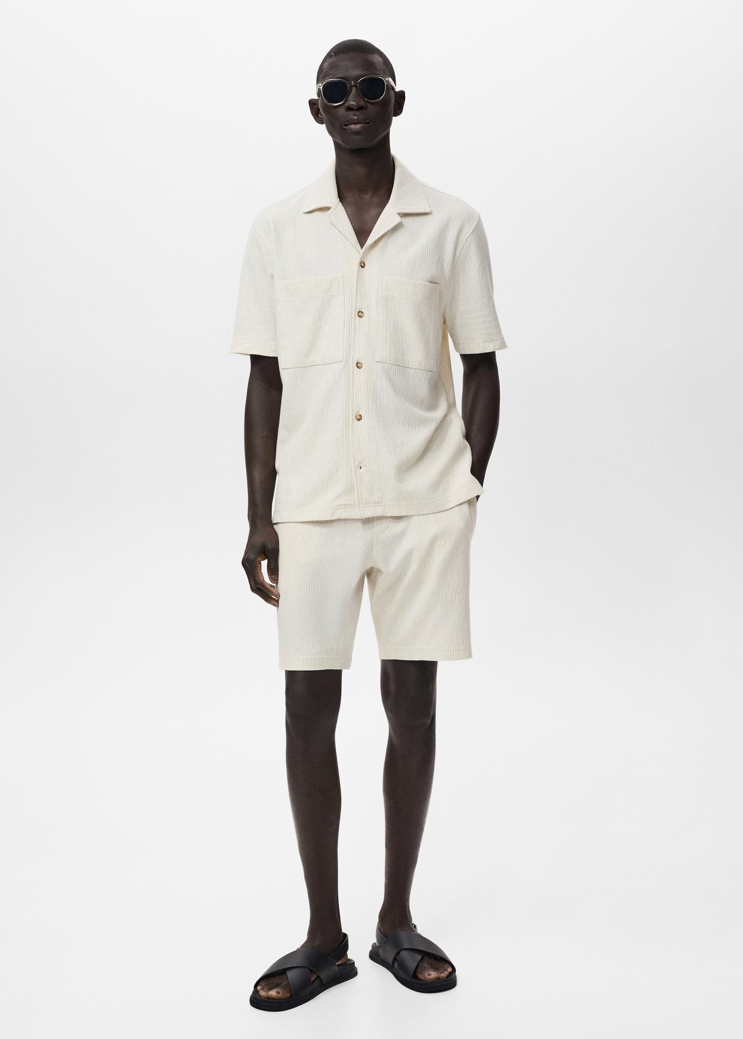 Striped cotton shirt - Men | MANGO USA Product Image