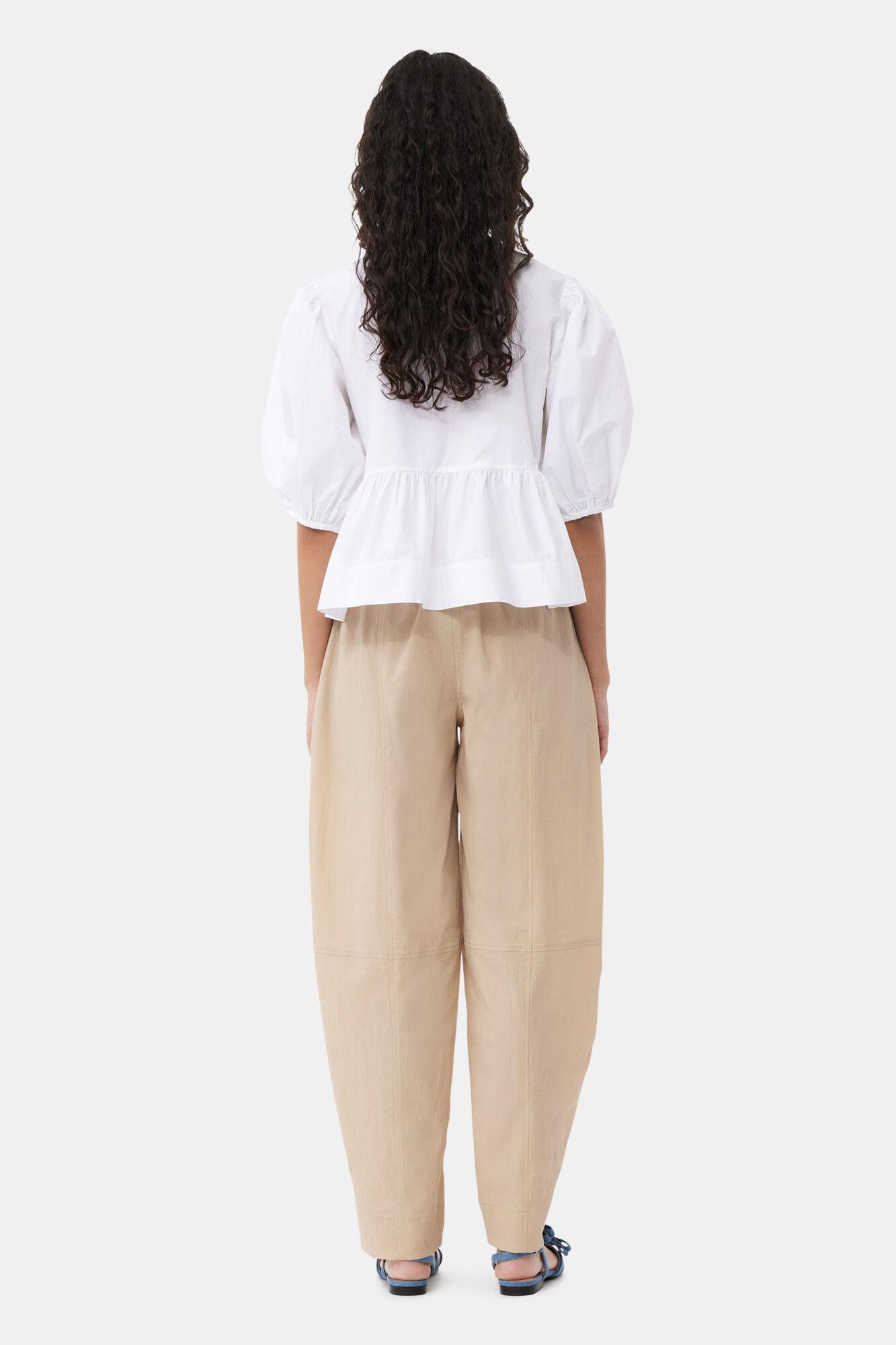 Beige Elasticated Curve Trousers Product Image