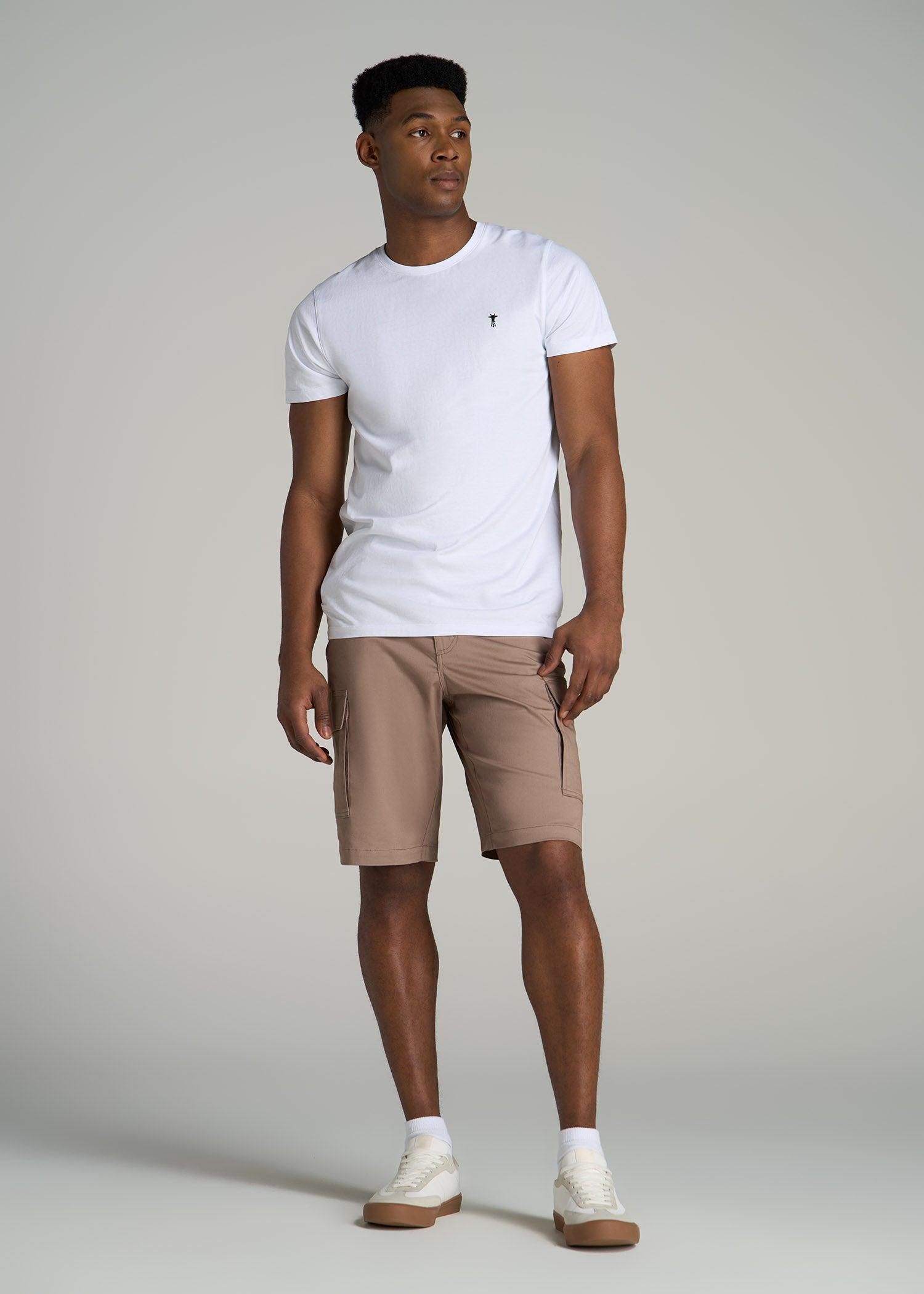 Stretch Twill Cargo Shorts for Tall Men in Light Khaki Male Product Image