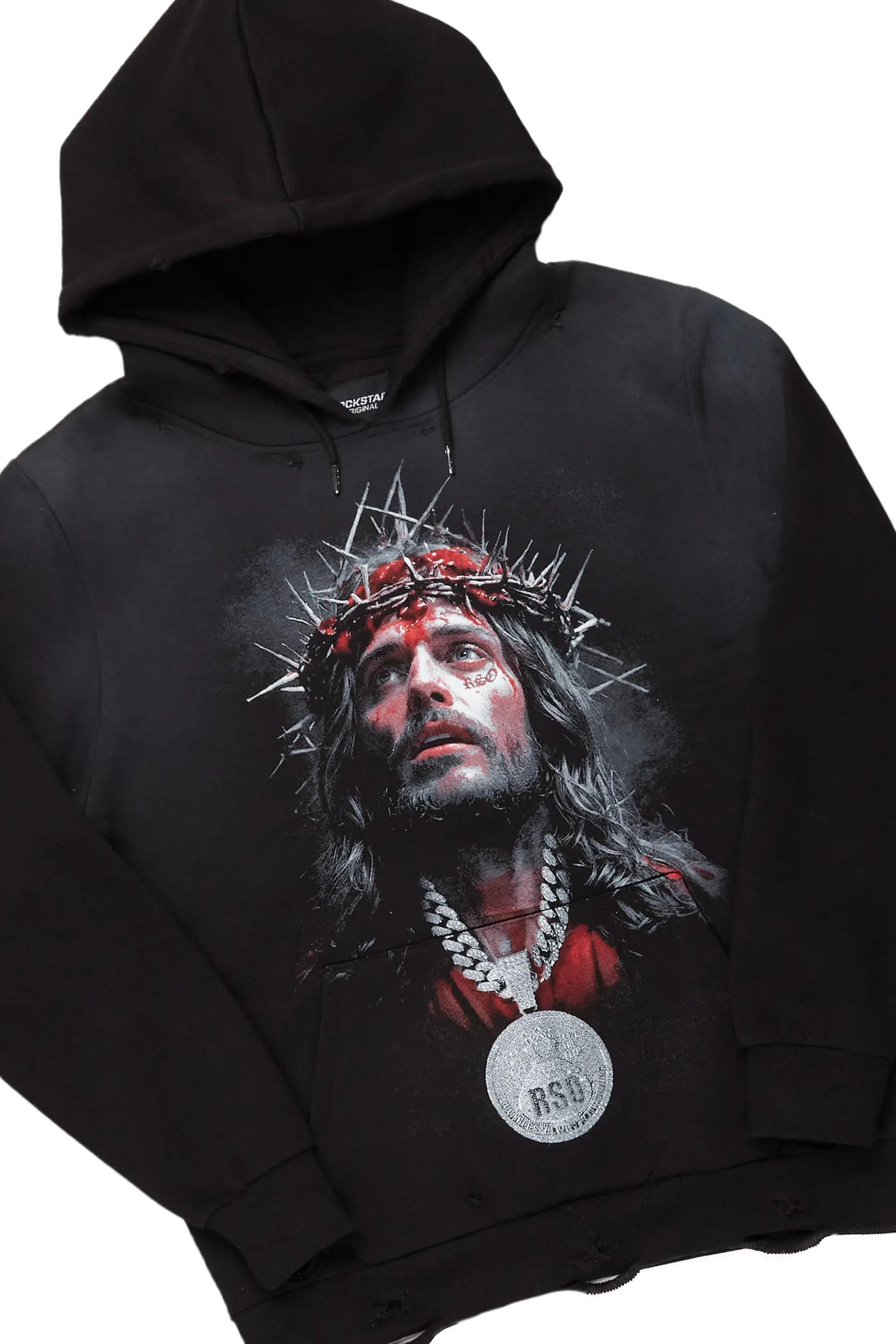 Amina Black Hoodie/Stacked Flare Jean Bundle Male Product Image